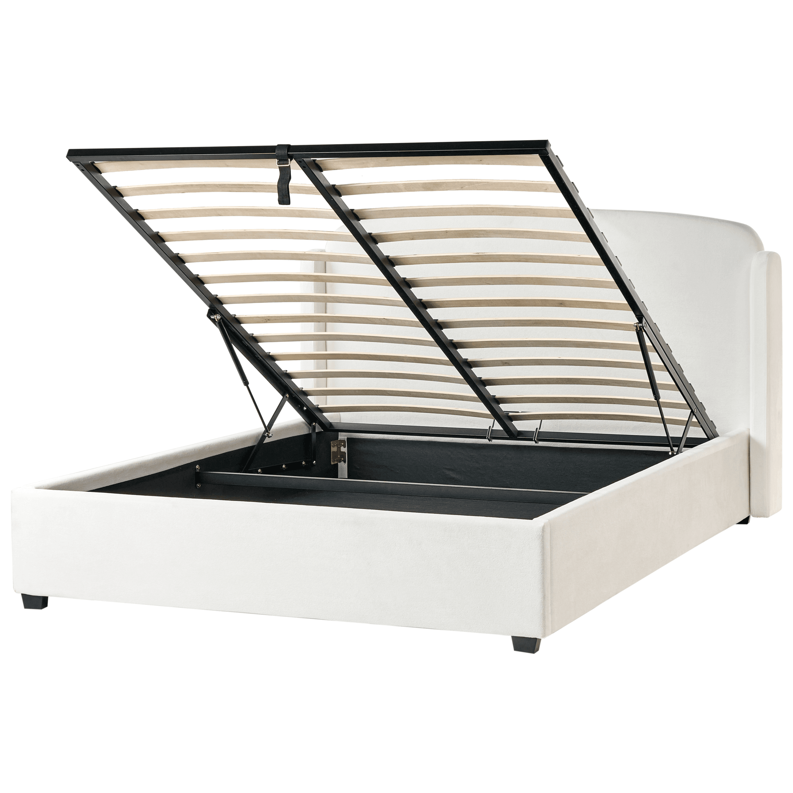 Sänky säilytystilalla kangas BERNAY 160 x 200 cm Luonnonvalkoinen