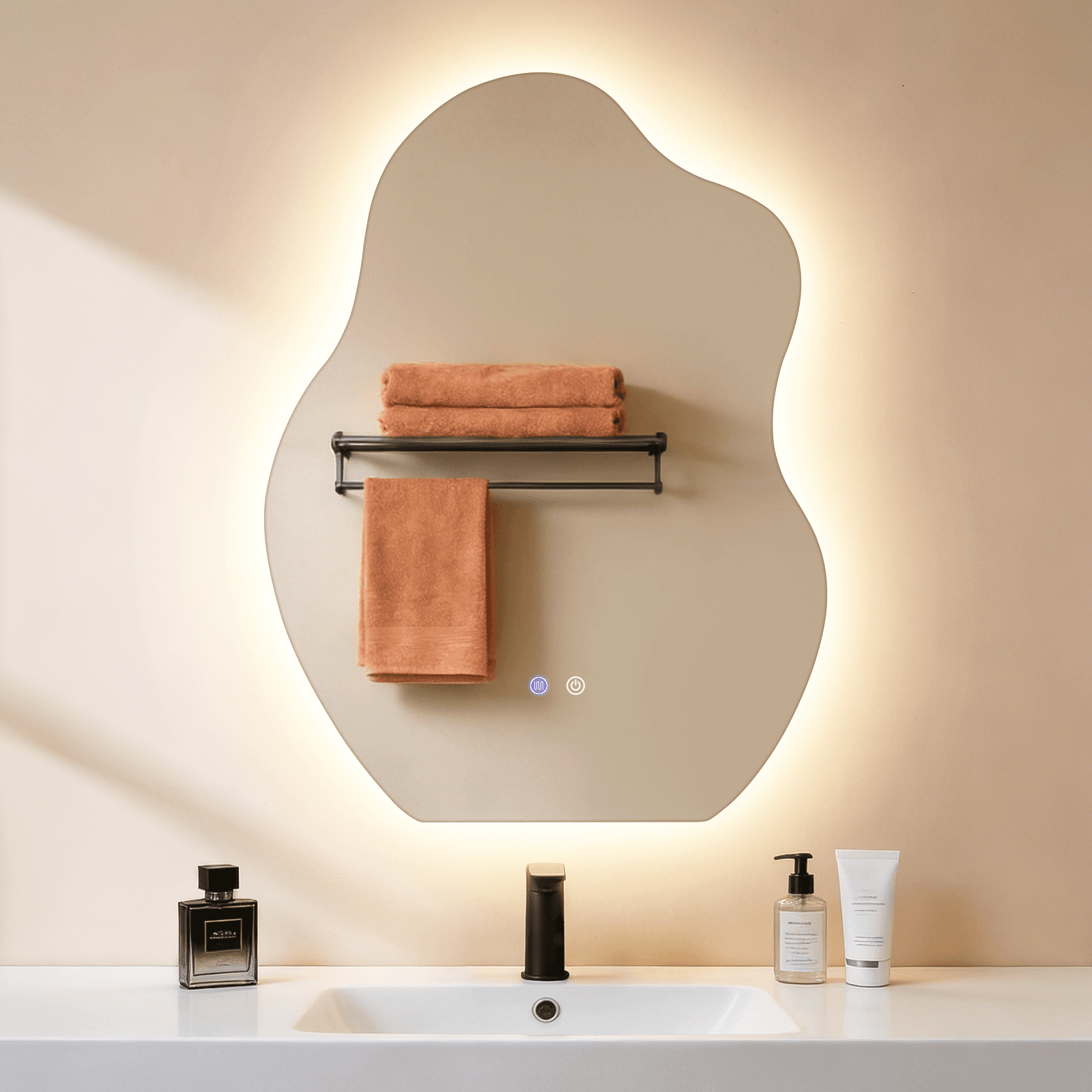 ZMH LED-kylpyhuoneen peili 60x80 cm, himmennettävä 3000k-6500k, seinälle kiinnitettävä huurtumisenestolla