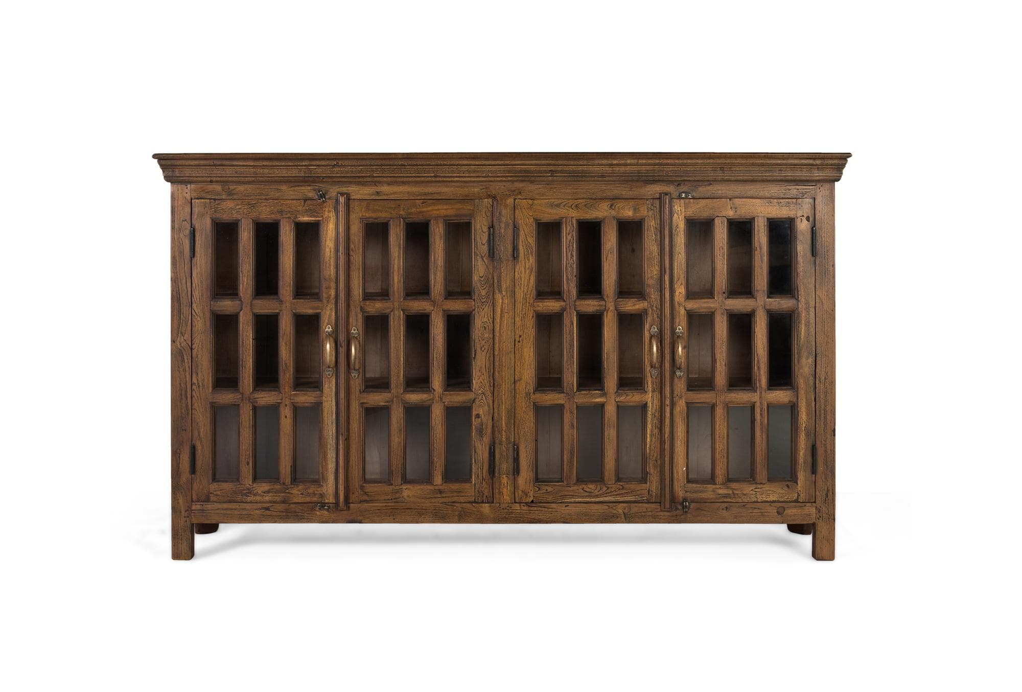 Käsin veistetty senkki kierrätetystä tiikkipuusta