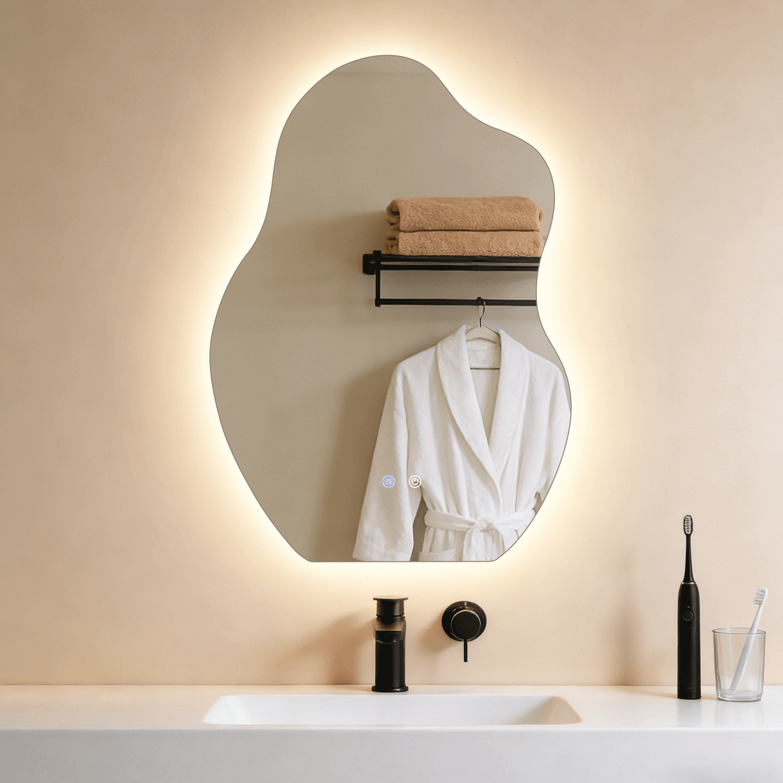 ZMH LED-kylpyhuoneen peili 50x70 cm, himmennettävä 3000k-6500k, seinälle kiinnitettävä huurtumisenestolla