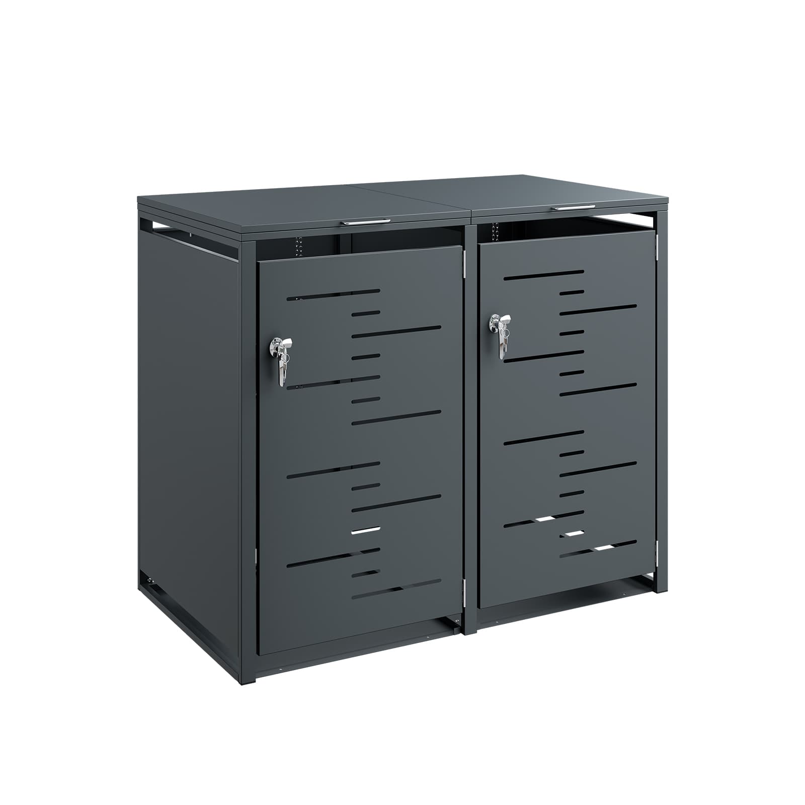 Säilytyskaappi 2 kpl setti lukittava ulkoon tummanharmaa 134.0x80.0x116.3 cm OGS64-DG