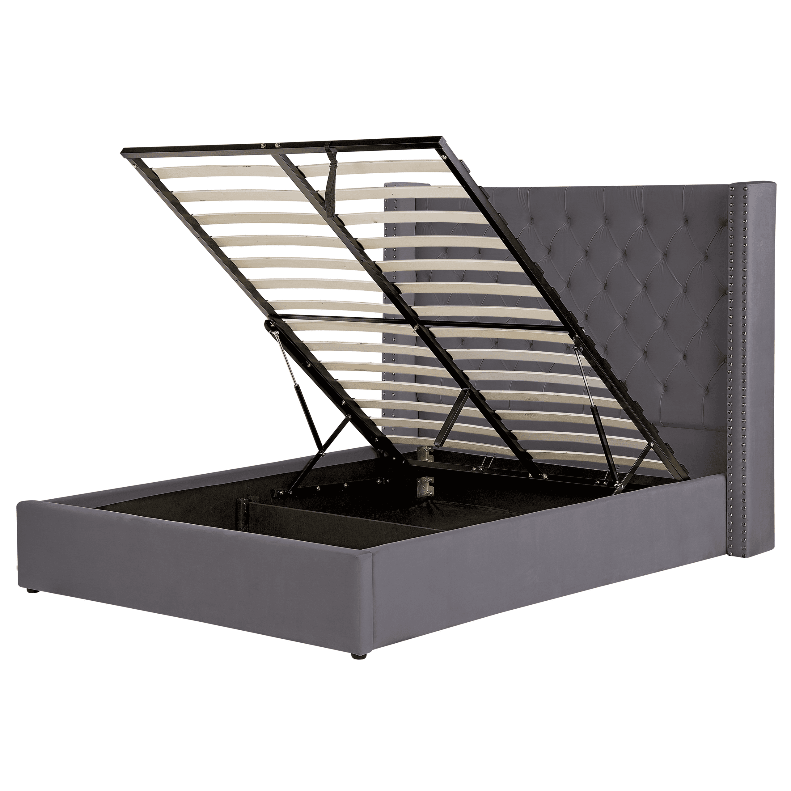 Sänky säilytystilalla sametti LUBBON 140 x 200 cm Harmaa