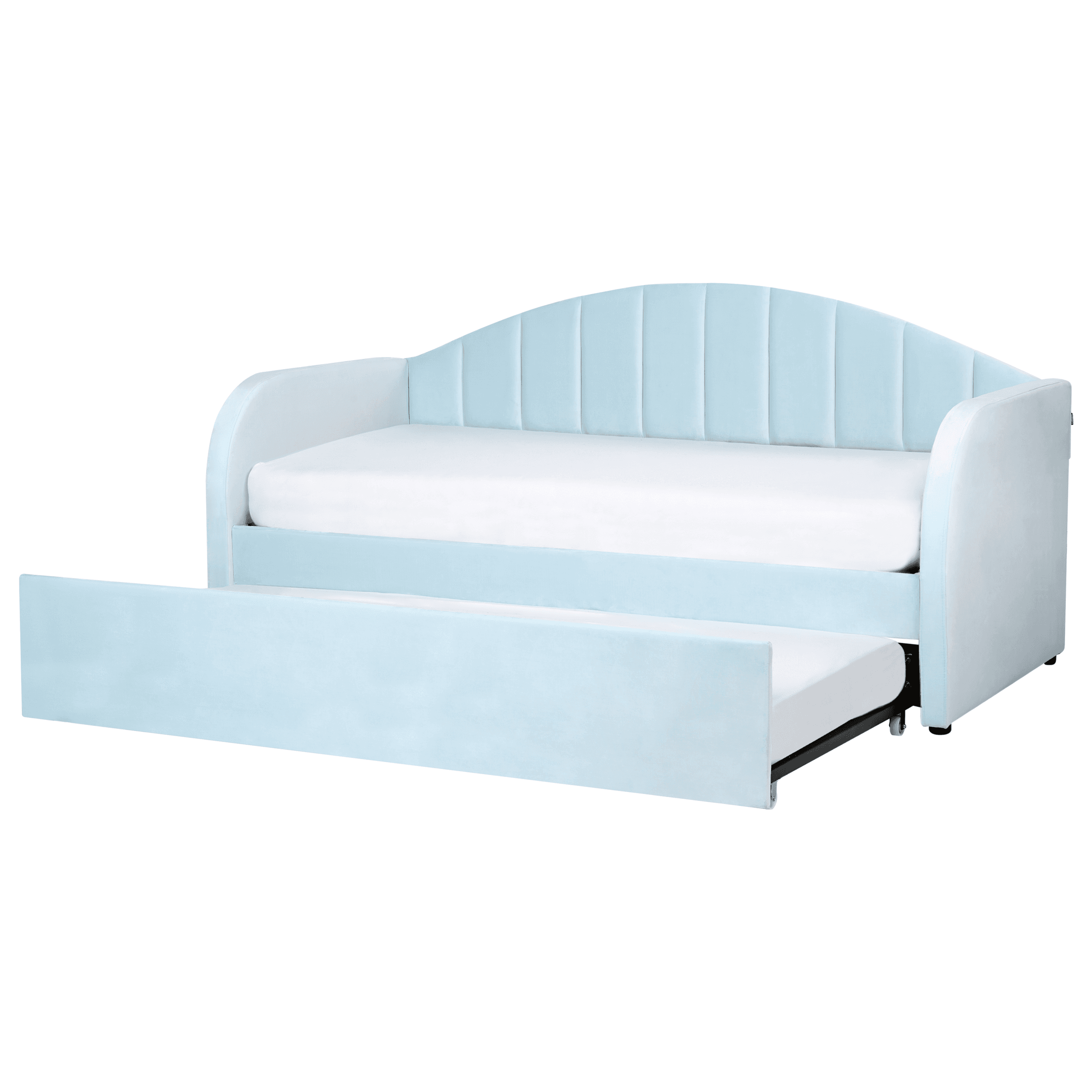 Sänky lisävuoteella sametti EYBURIE 90 x 200 cm Vaaleansininen