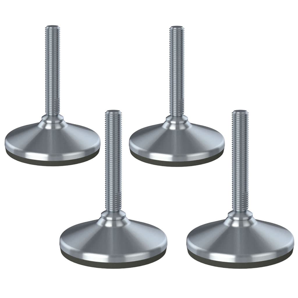 Ruostumaton tasoitusjalka M16x100, pohja 105 mm ja tärinänvaimennustyyny, 8800 kg – 4 kpl:n sarja