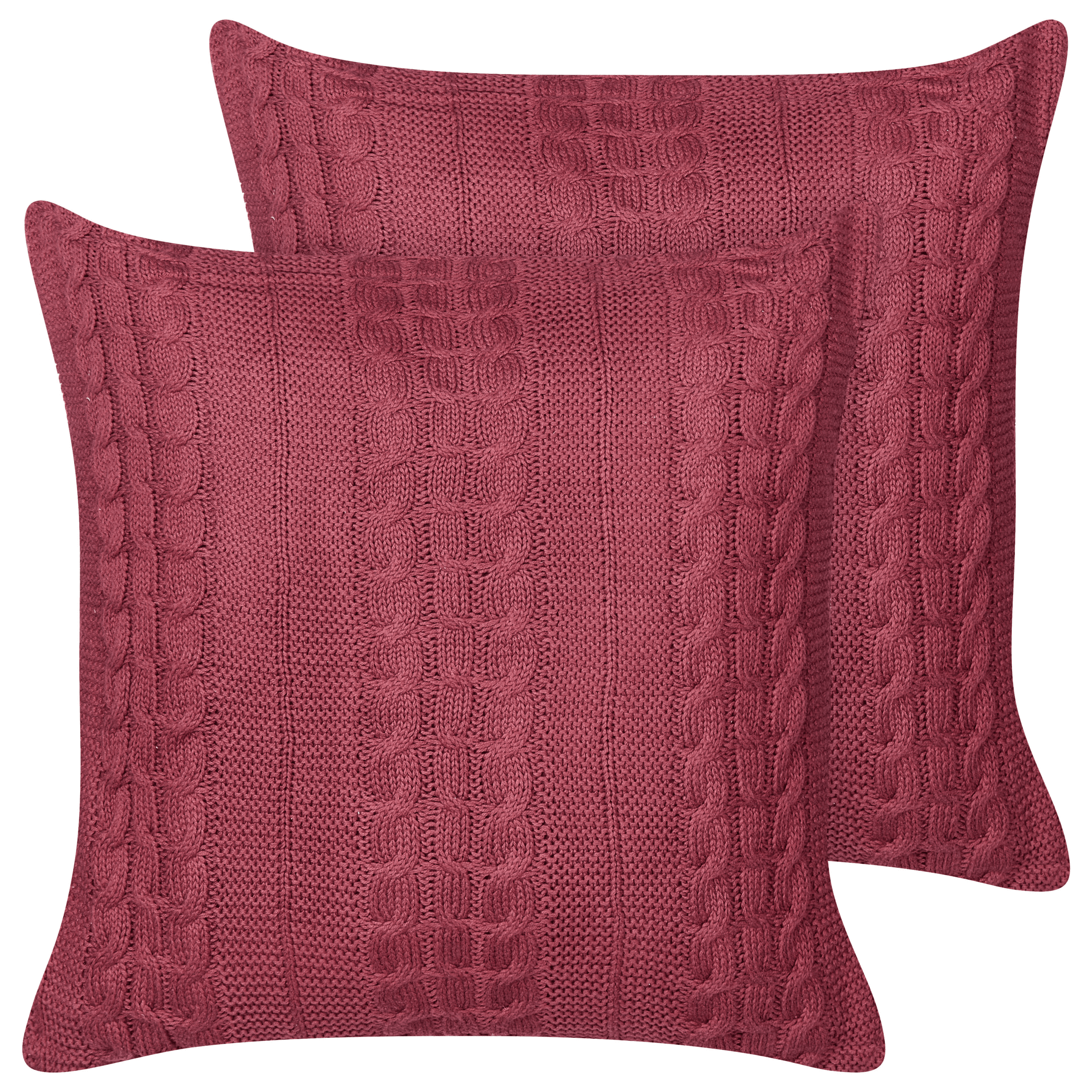 Koristetyynysetti 2 kpl CADETIA puuvilla 45 x 45 cm Viininpunainen Hillitty
