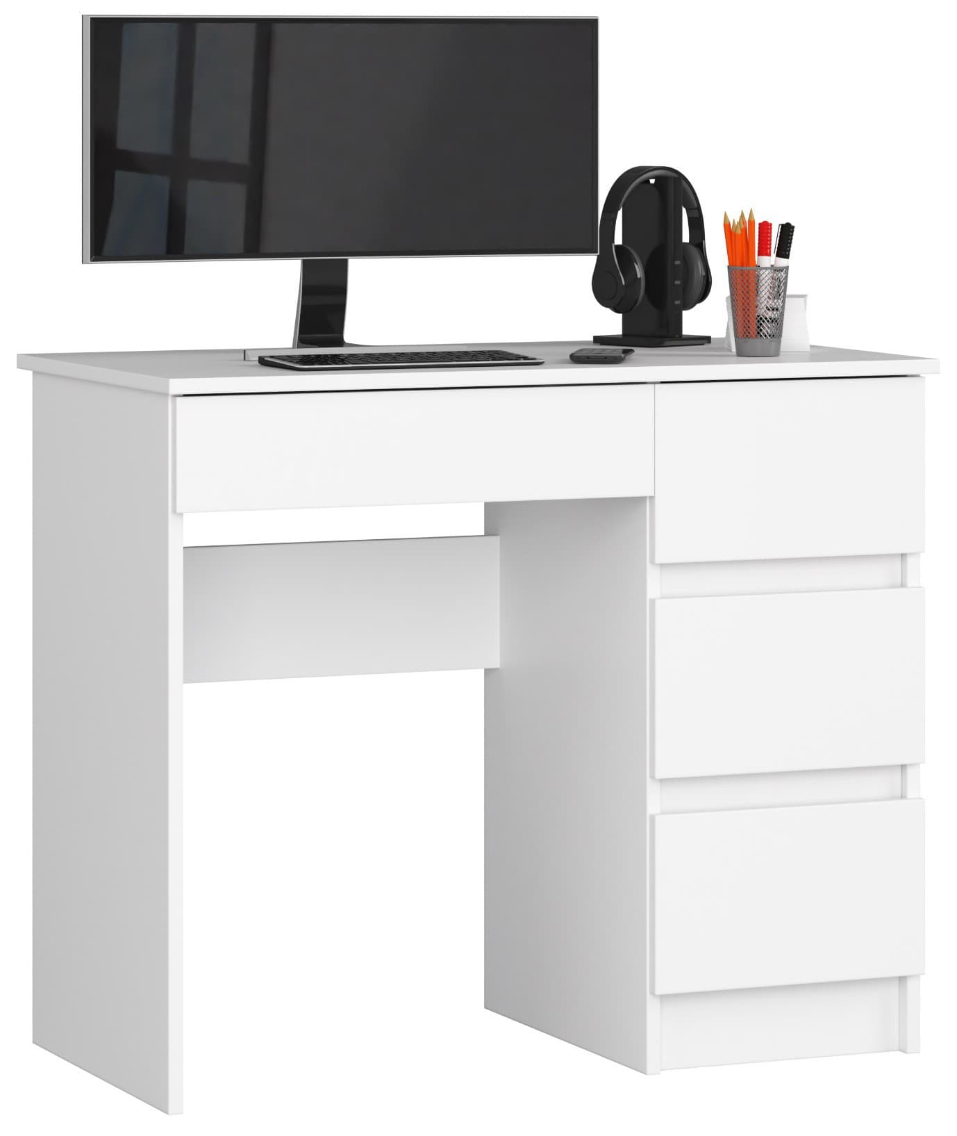 Akord Kirjoituspöytä 3 Laatikkoinen Oikea Valkoinen 90x50x77
