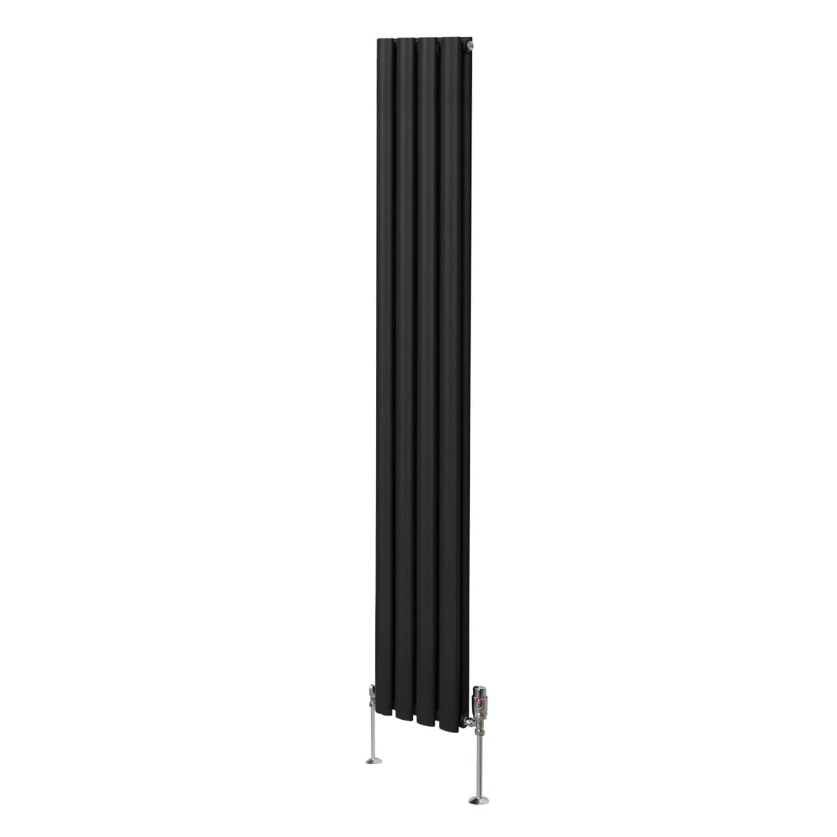 Soikea pylväspatteri ja venttiilit - 1800 mm x 240 mm – Musta