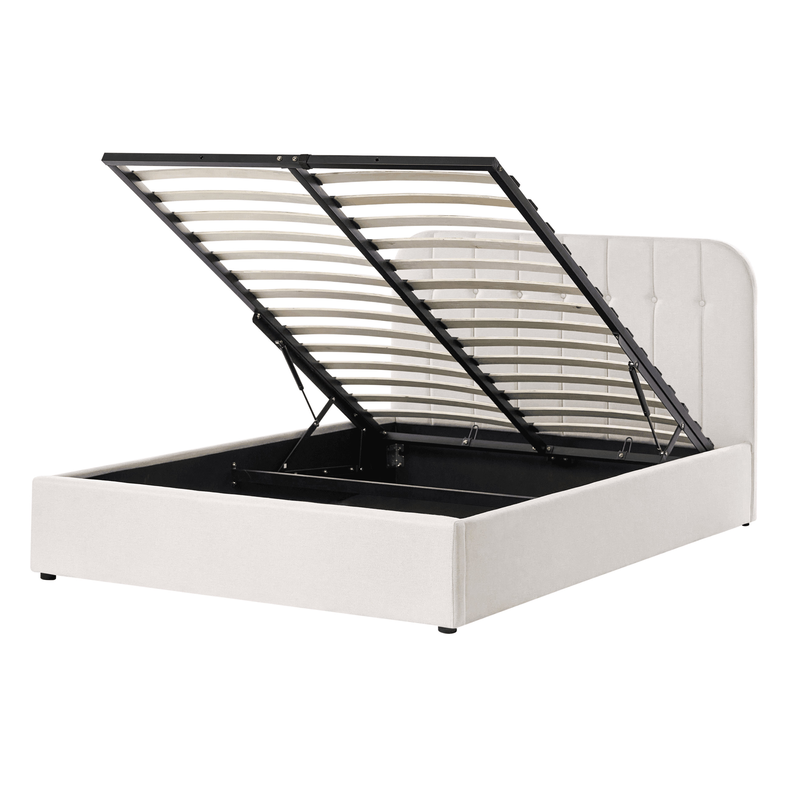 Sänky säilytystilalla kangas CHALLANS 140 x 200 cm Luonnonvalkoinen