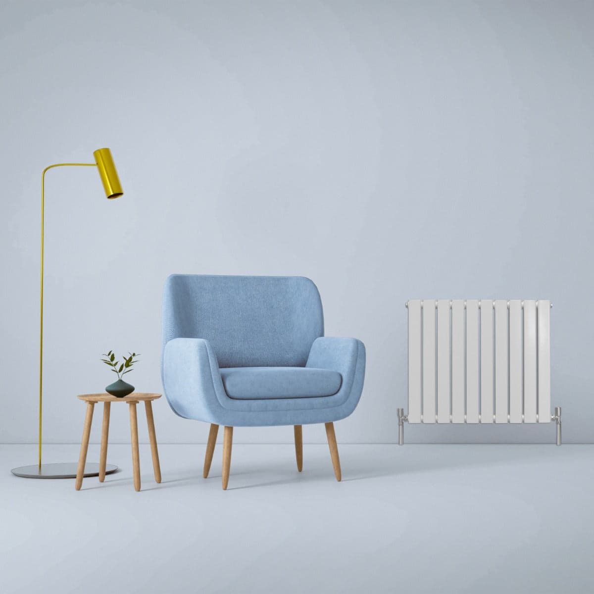 Design-litteä patteri kiiltävän valkoinen 600 mm x 700 mm