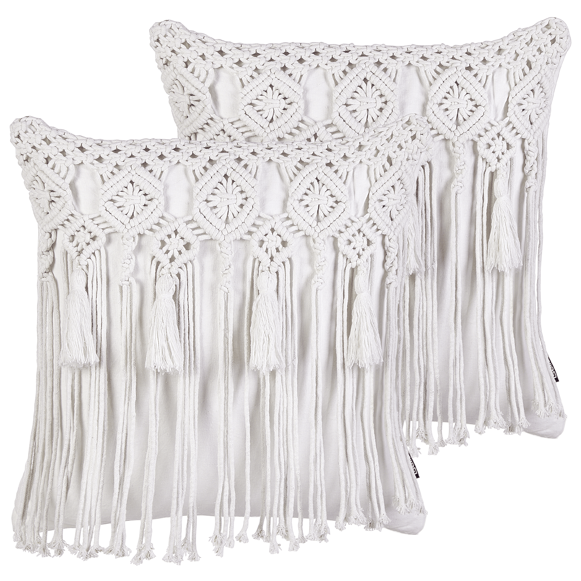 Koristetyynysetti 2 kpl BAMIAN puuvilla 45 x 45 cm Luonnonvalkoinen Geometrinen kuvio