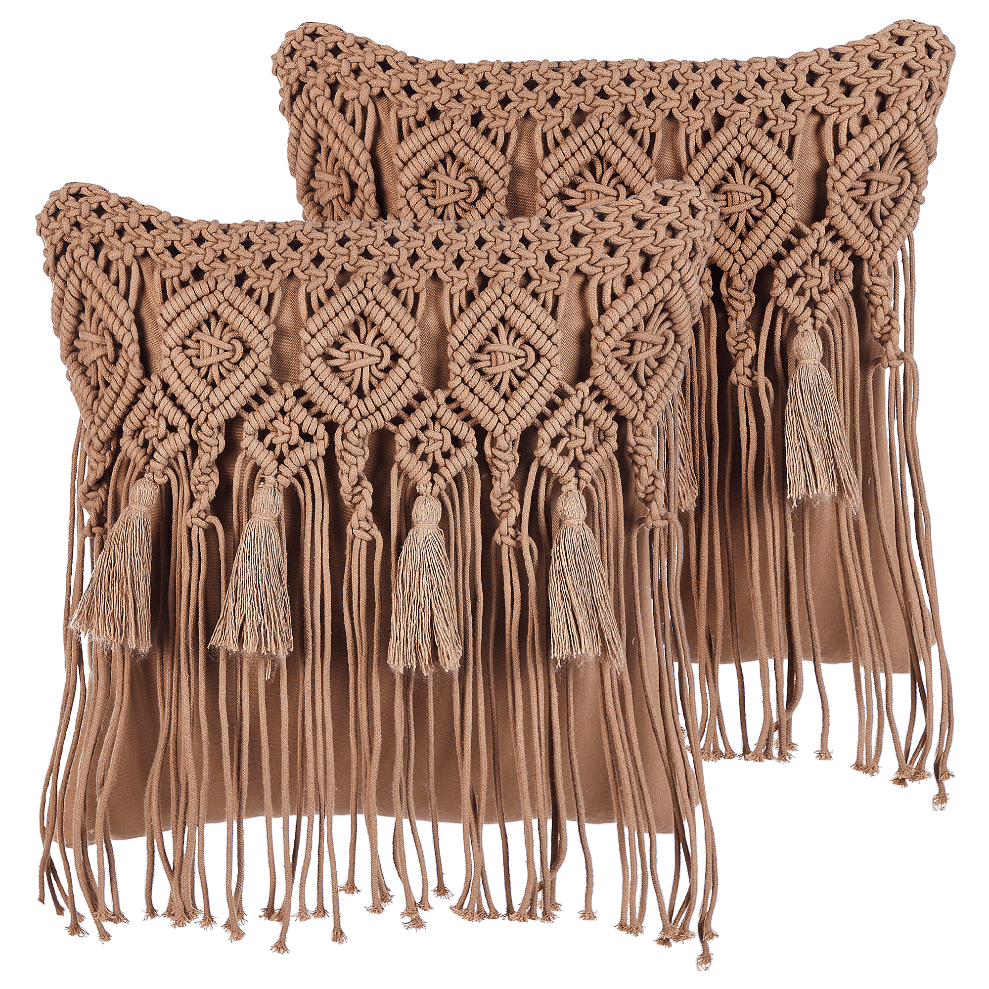 Koristetyynysetti 2 kpl BAMIAN puuvilla 45 x 45 cm Vaaleanruskea Geometrinen kuvio