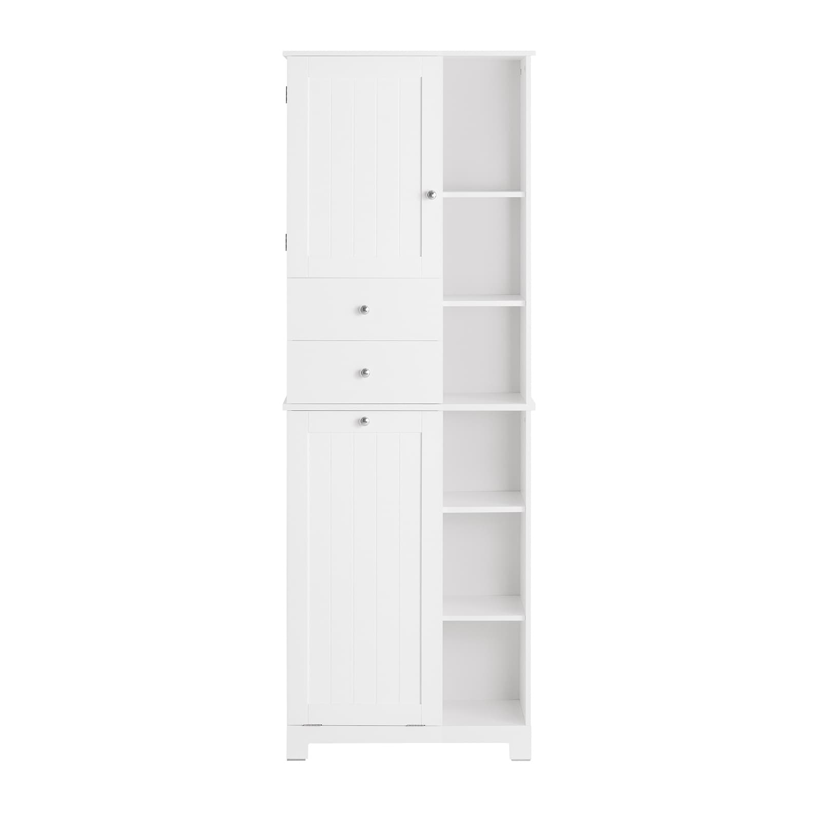 SoBuy kylpyhuonekaappi BZR104-W pyykkikori, 6 hyllyä, 2 laatikkoa