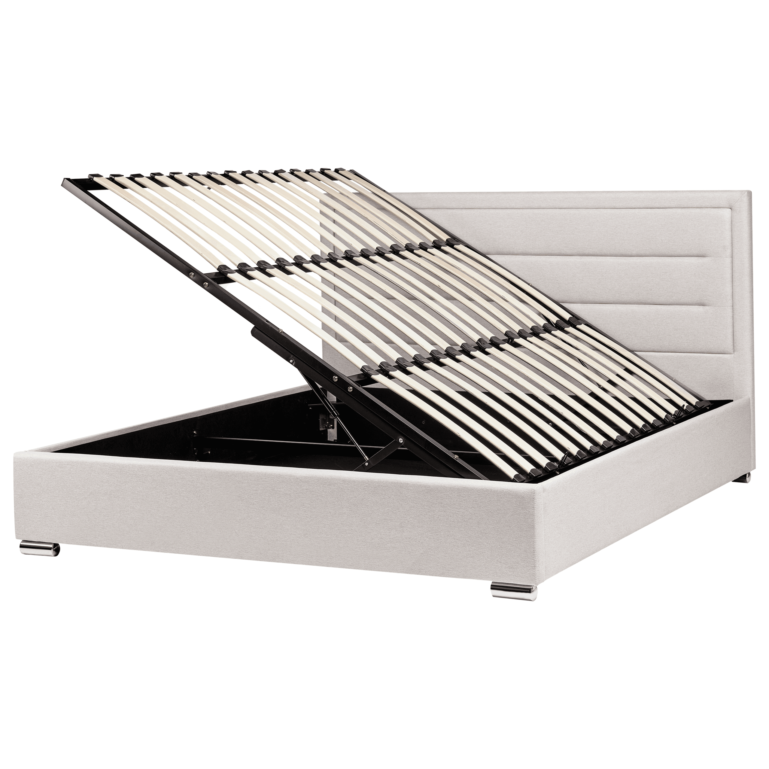 Sänky säilytystilalla kangas ROUEN 180 x 200 cm Vaaleanbeige