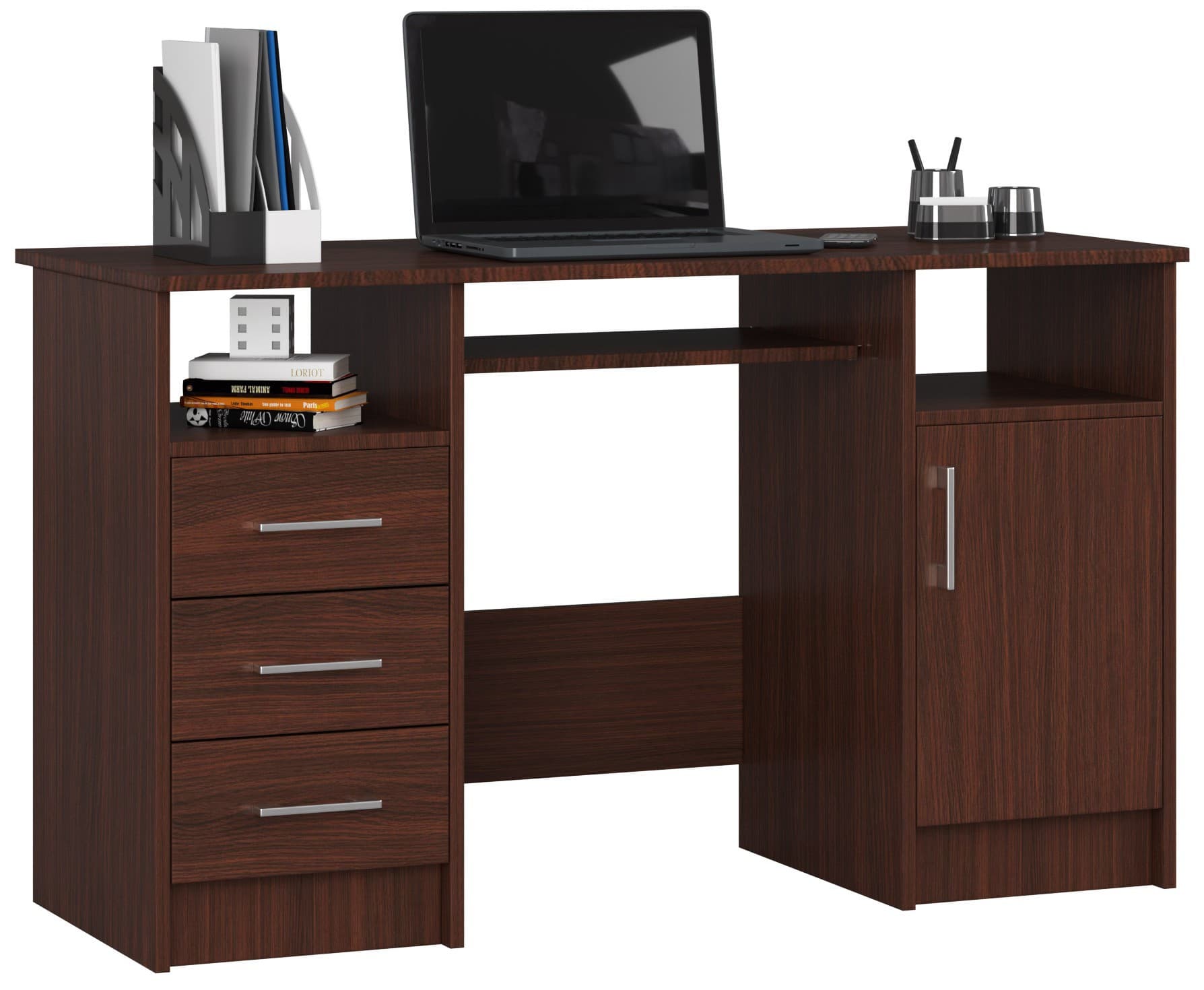 Akord Tietokonepöytä Ana 3 laatikkoa 1 kaappi Wenge 124x52x74