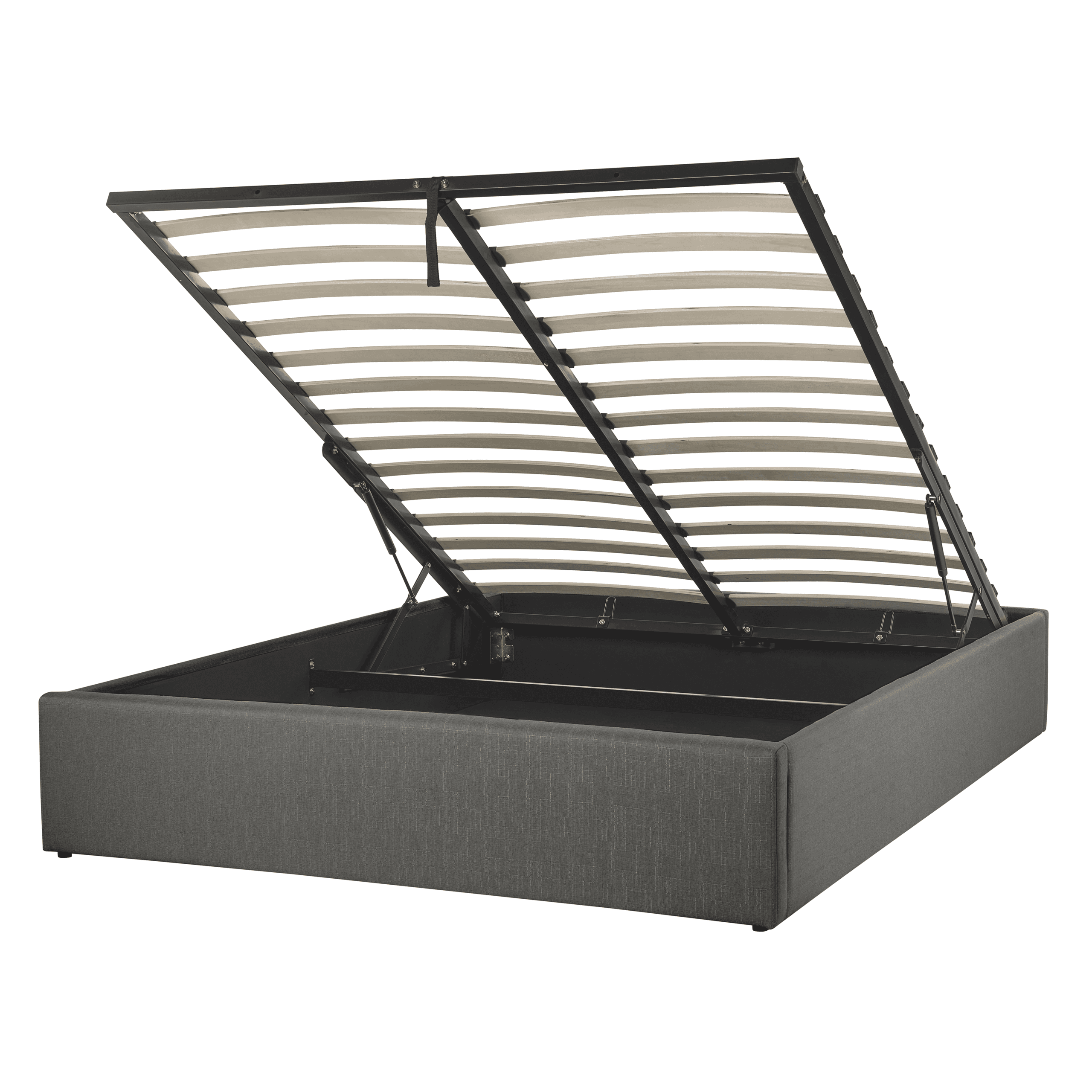 Sänky säilytystilalla ilman sängynpäätyä kangas DINAN 140 x 200 cm Tummanharmaa