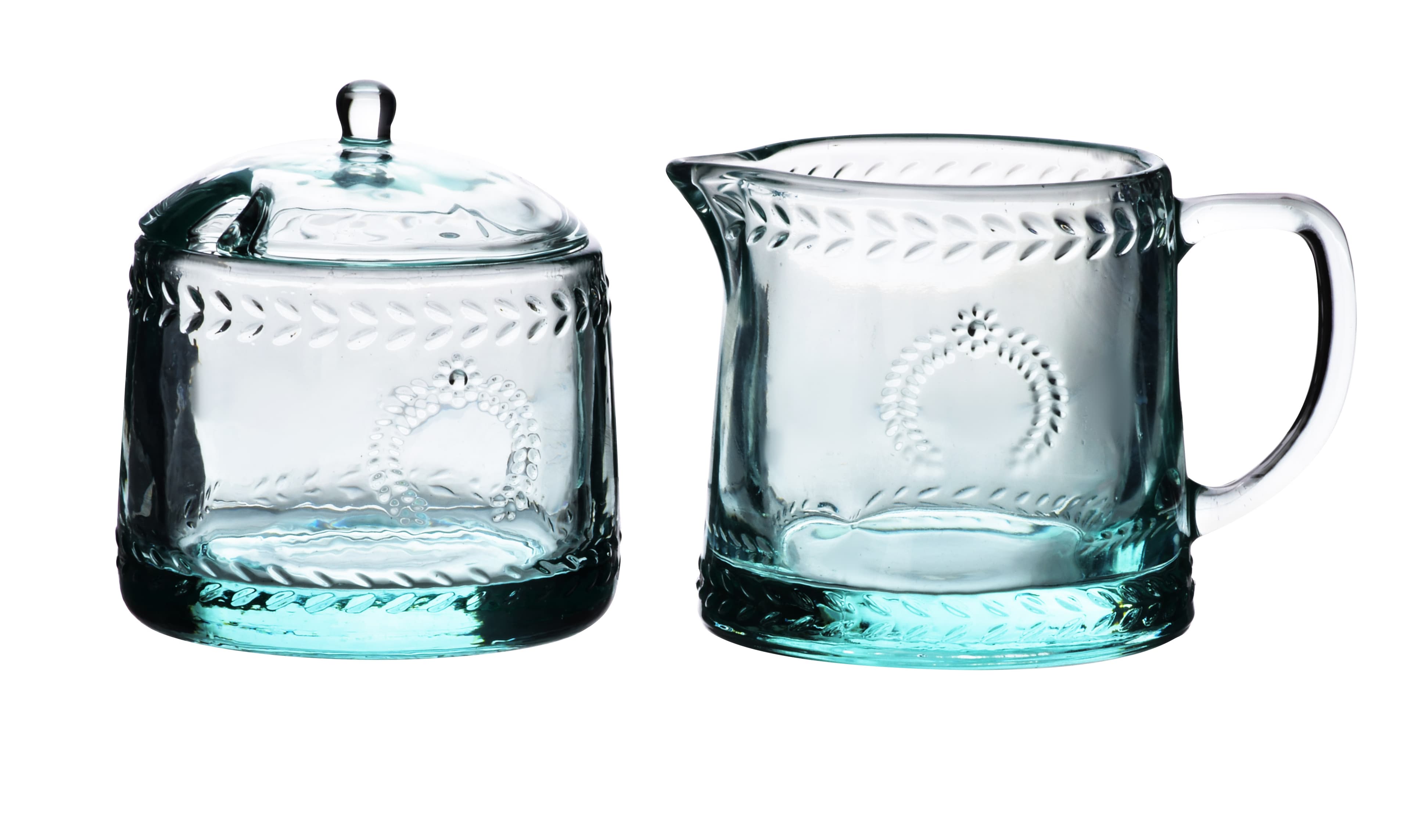 Sokerikko-kermakkosetti lasi ECILA LIGHT Ø9x7,3cm/300ml turkoosi 2 kpl