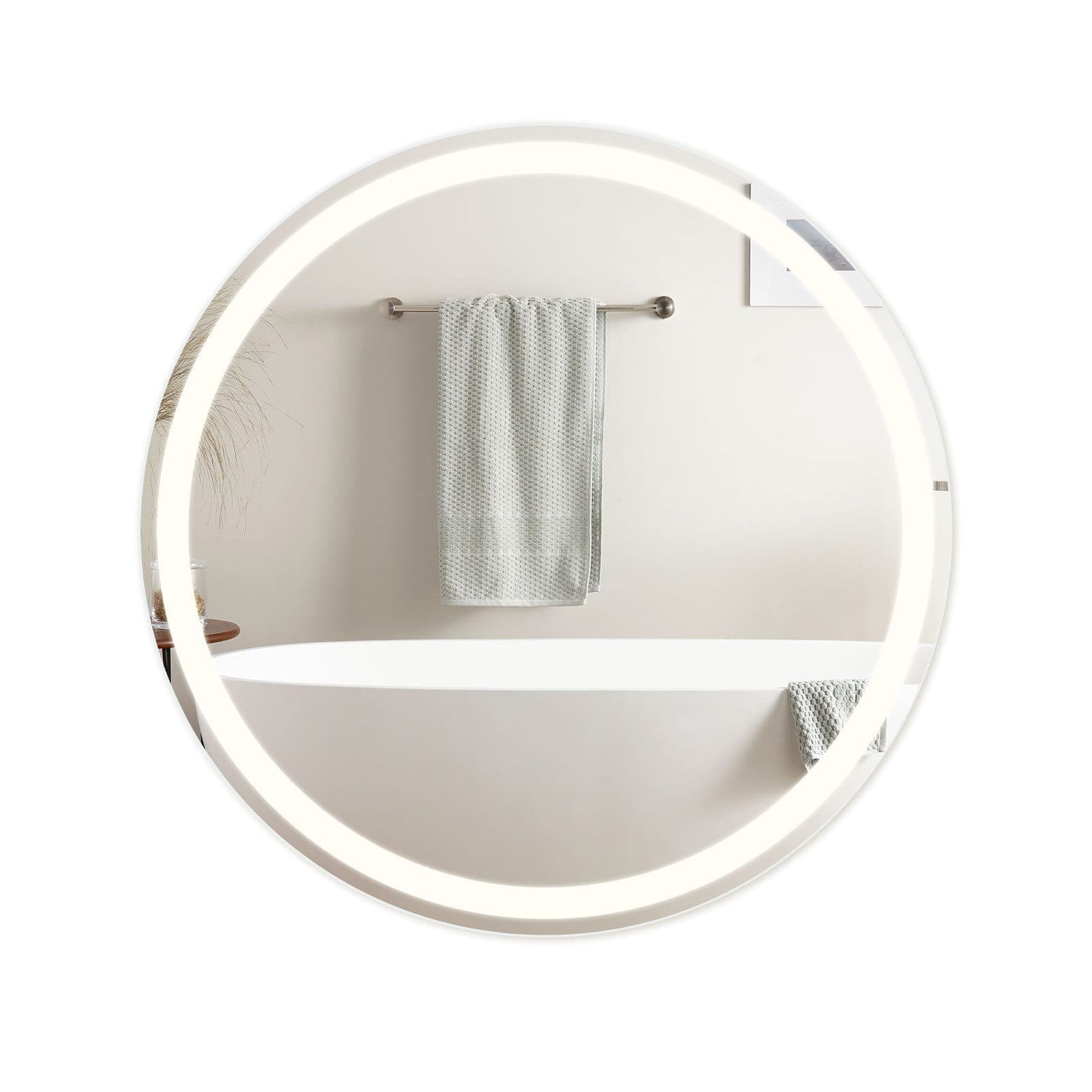 NETTLIFE valaistu kylpyhuoneen peili - pyöreä 80 cm LED, IP44, kosketuskytkin, huurtumisenesto, säädettävä 3000K-6500K