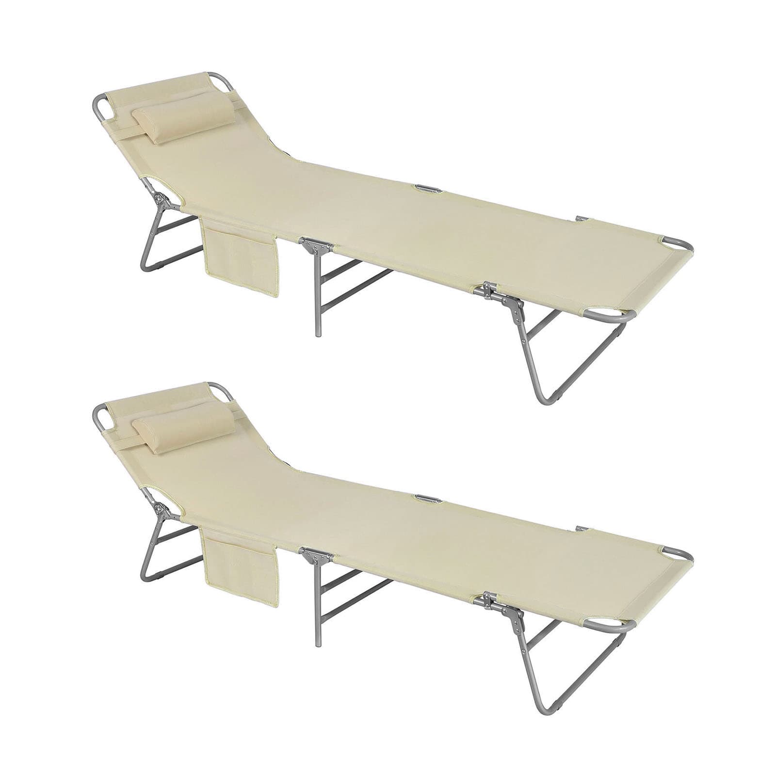 SoBuy Taitettava aurinkotuoli ogs35-mi, ekologinen ja kestävä, beige