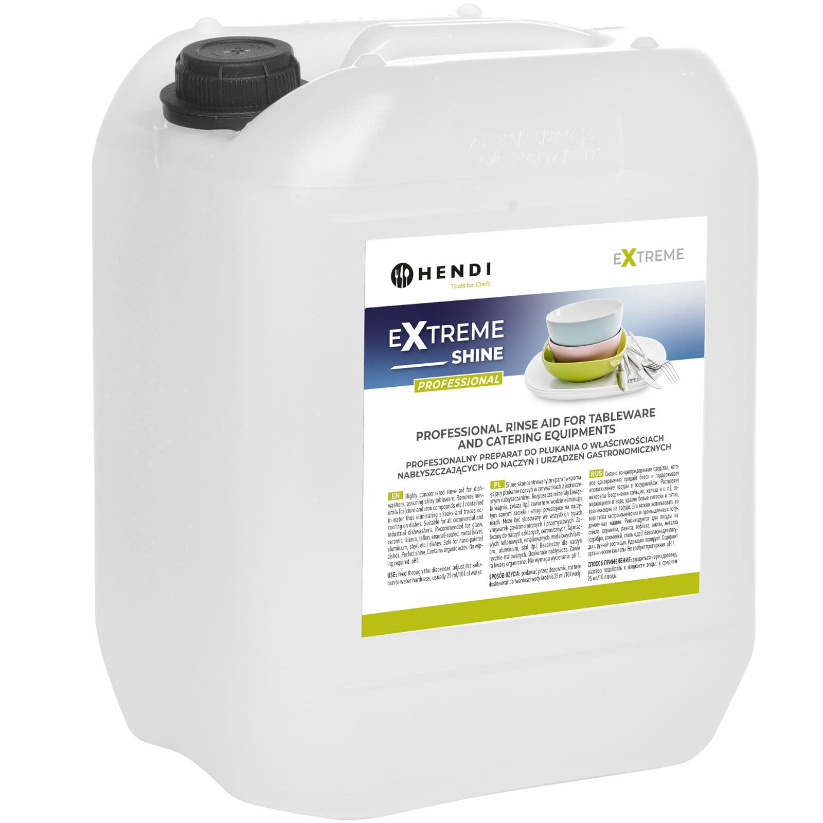 Huuhtelukirkaste astioiden huuhteluun ja kiillotukseen ammattimaisissa astianpesukoneissa 10L - Hendi 975015