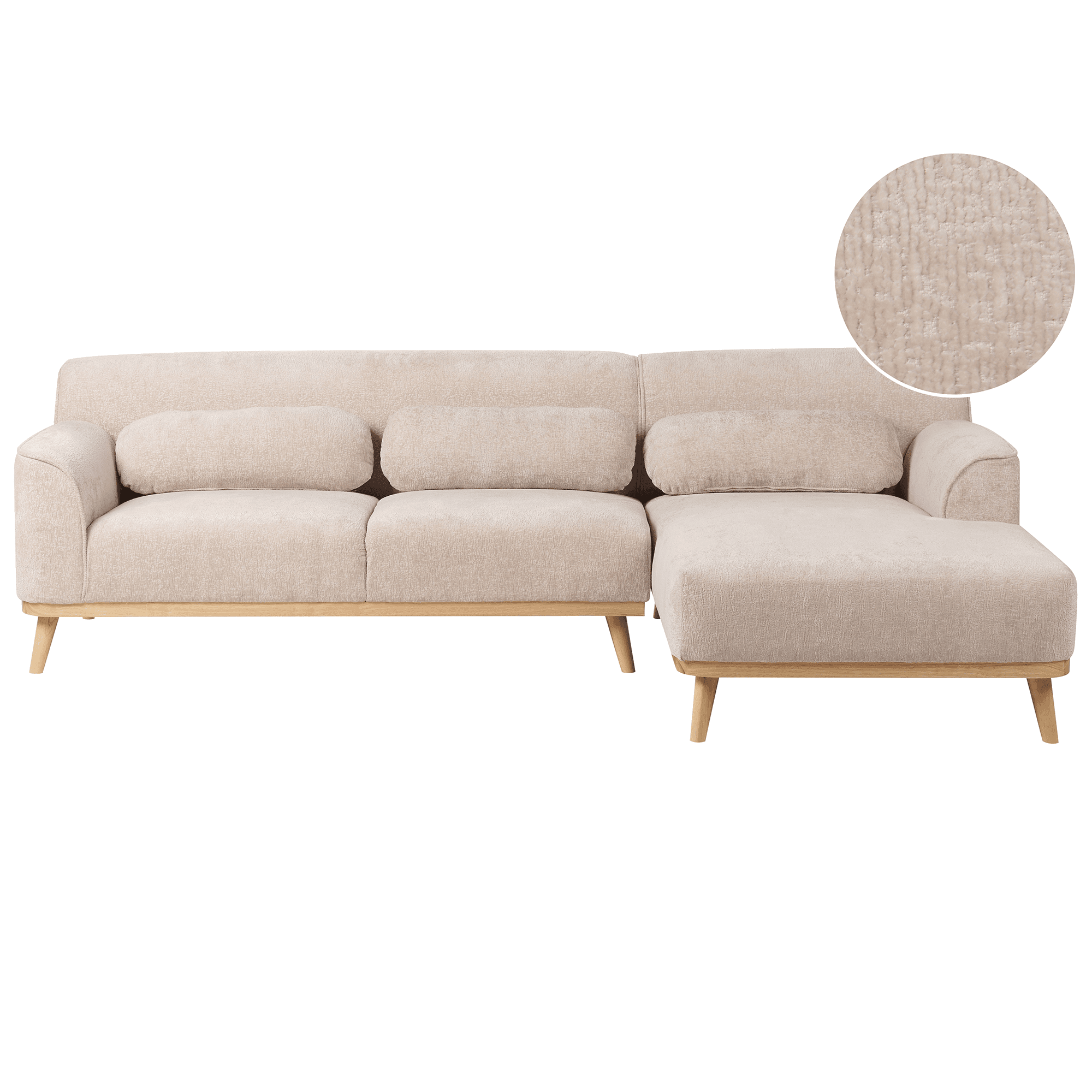 Kulmasohva SIMOS chenille Beige 3-istuttava Vasen