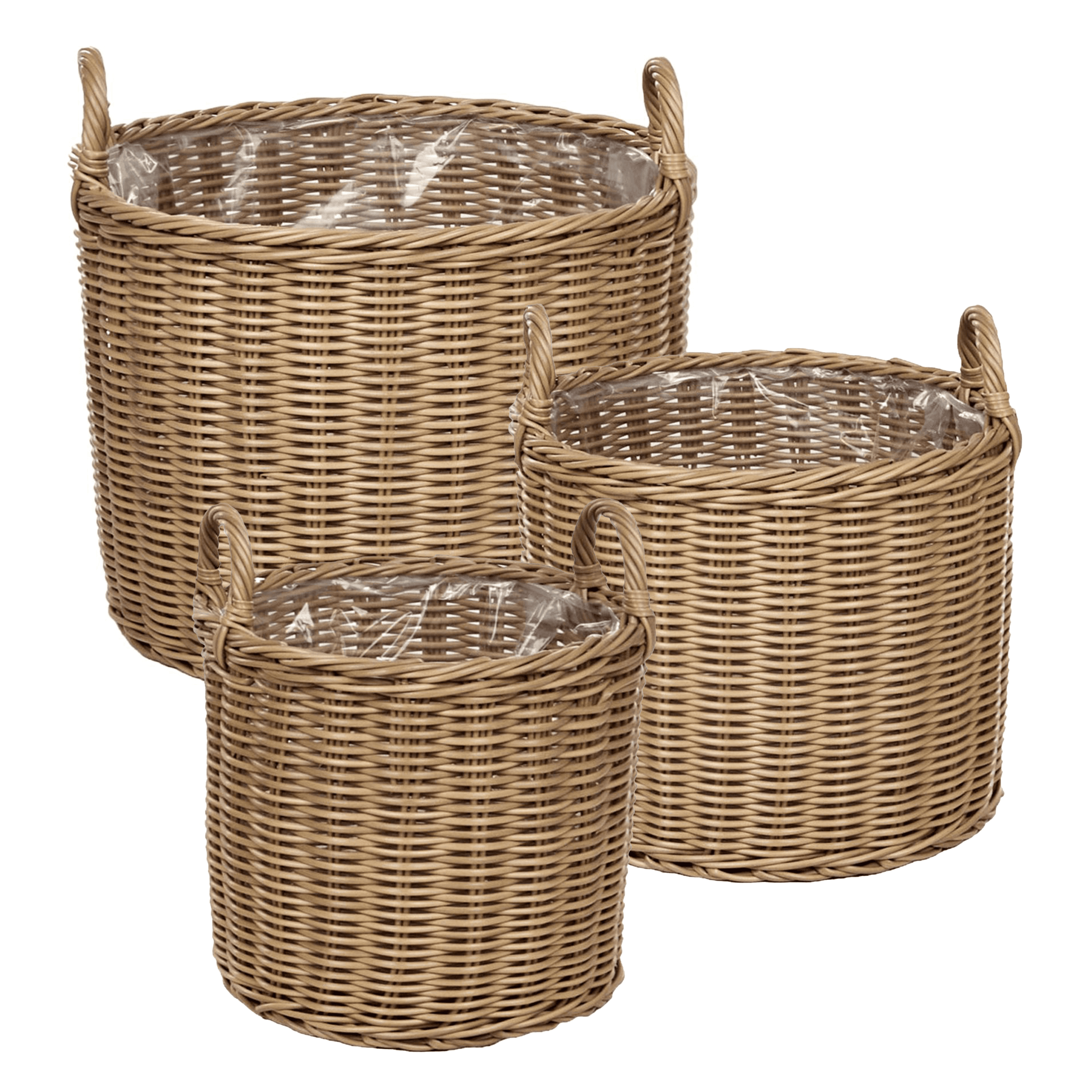Kukkaruukkusetti 3 kpl PENDULA polyrottinki 33/37/45 cm Luonnonväri