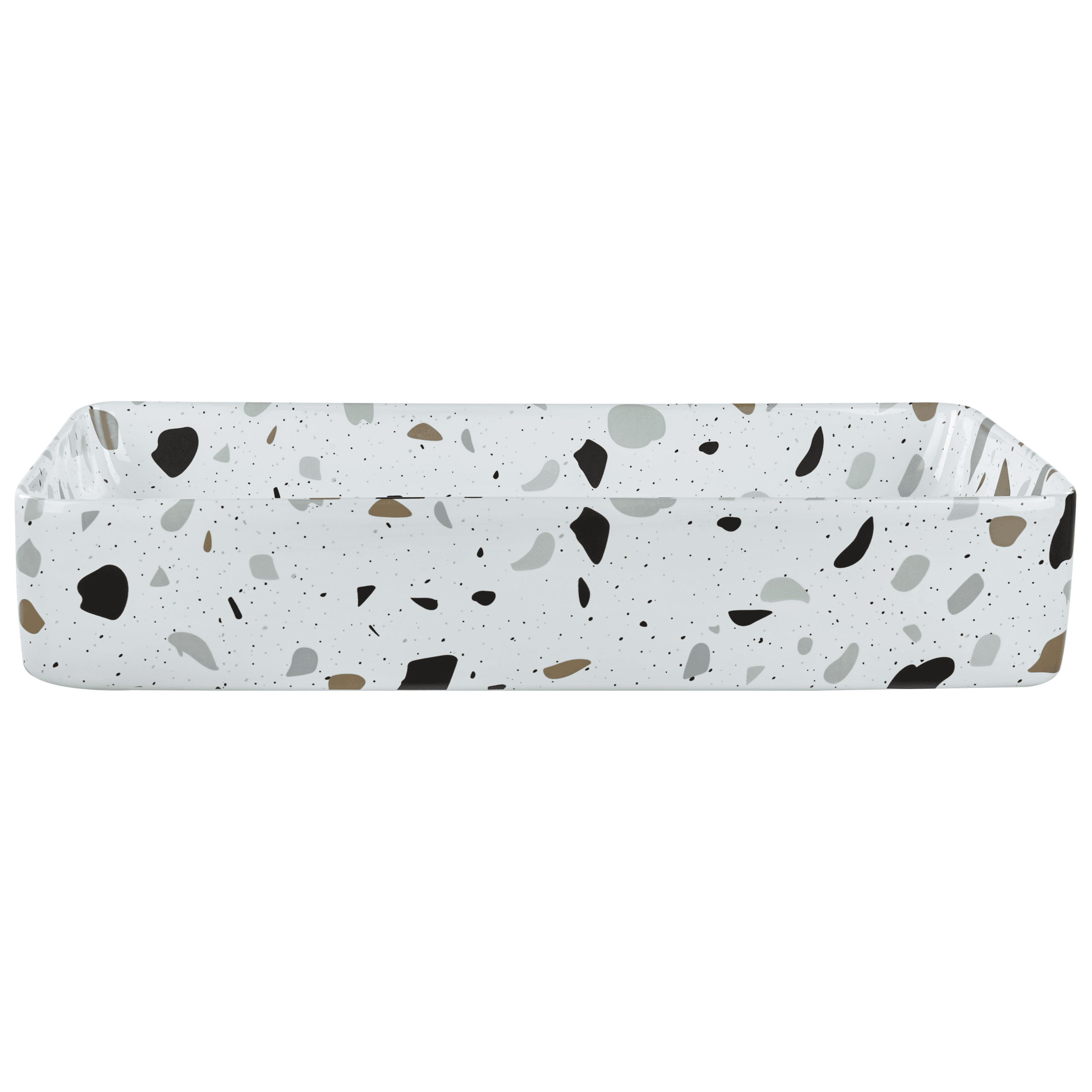 Pesuallas tason päälle NULES 61 x 35 cm keramiikka Valkoinen terrazzo