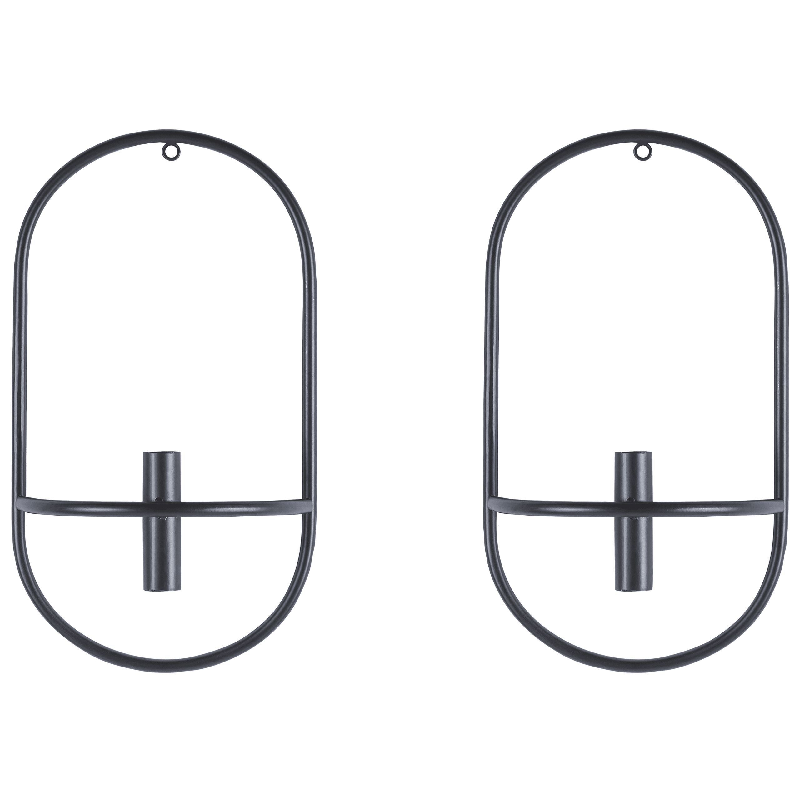 Seinäkynttelikkösetti 2 kpl CAVIANA metalli 38 cm Musta