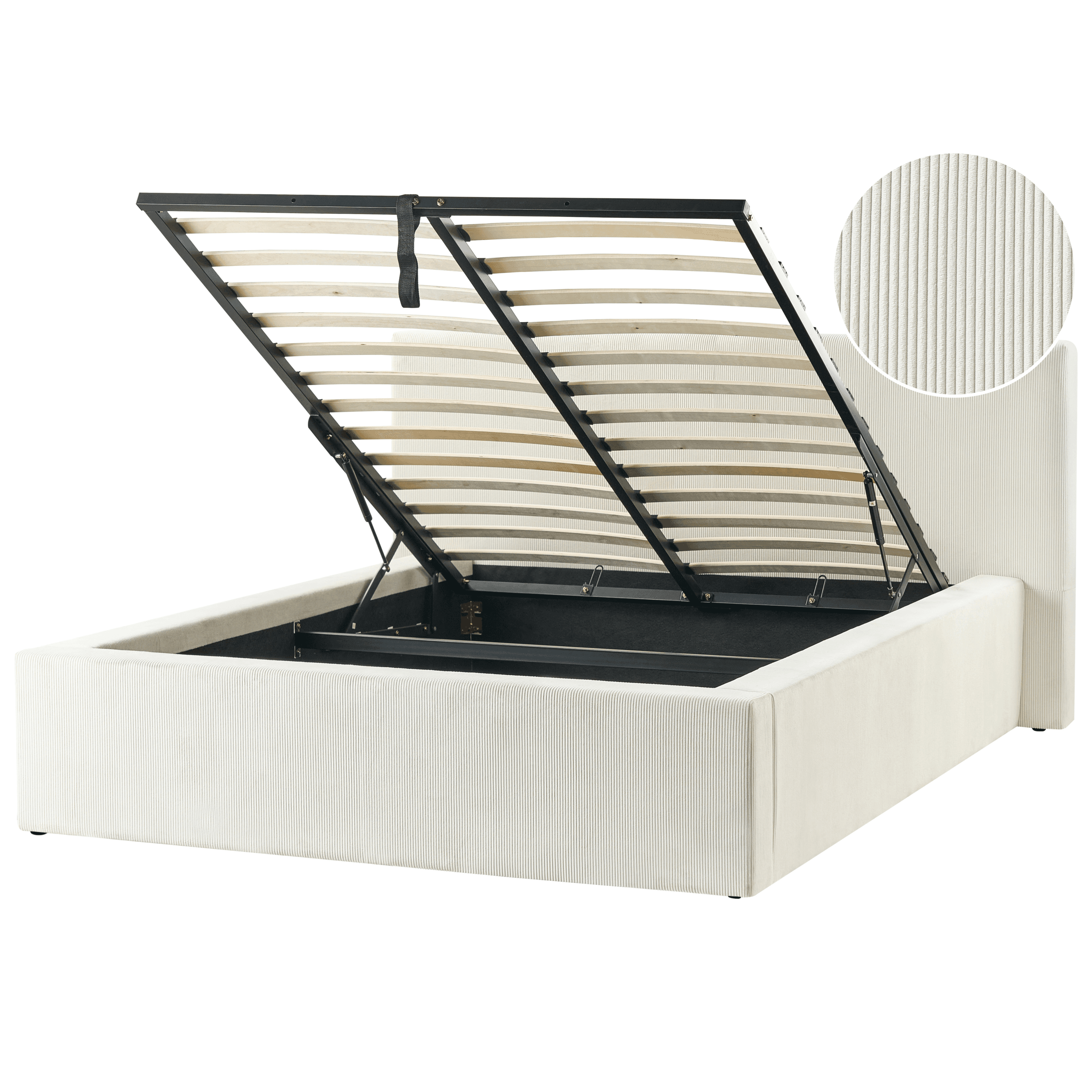 Sänky säilytystilalla vakosametti LILLEBONNE 140 x 200 cm Vaaleanbeige