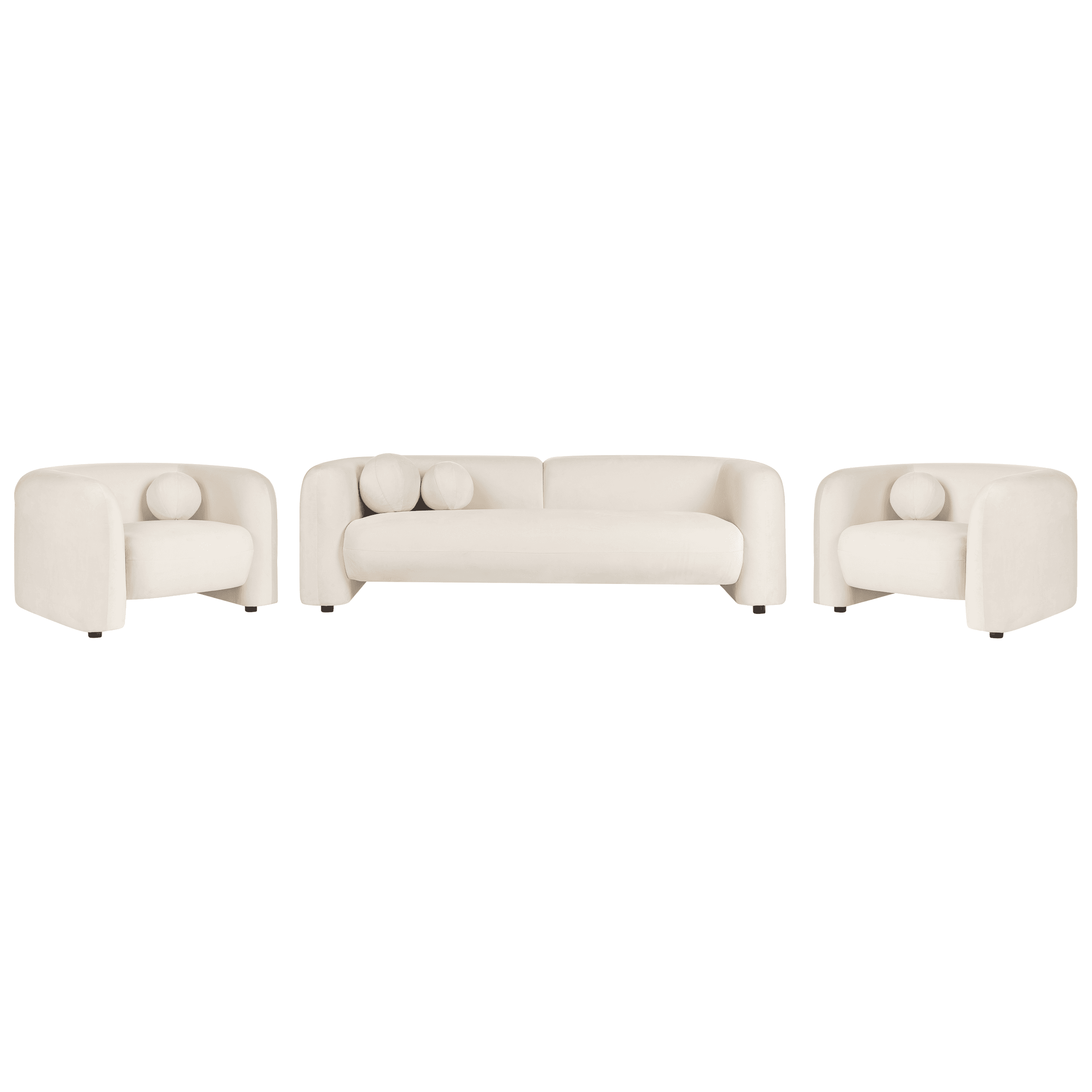 Sohvaryhmä 5-istuttava LEIREN sametti Luonnonvalkoinen