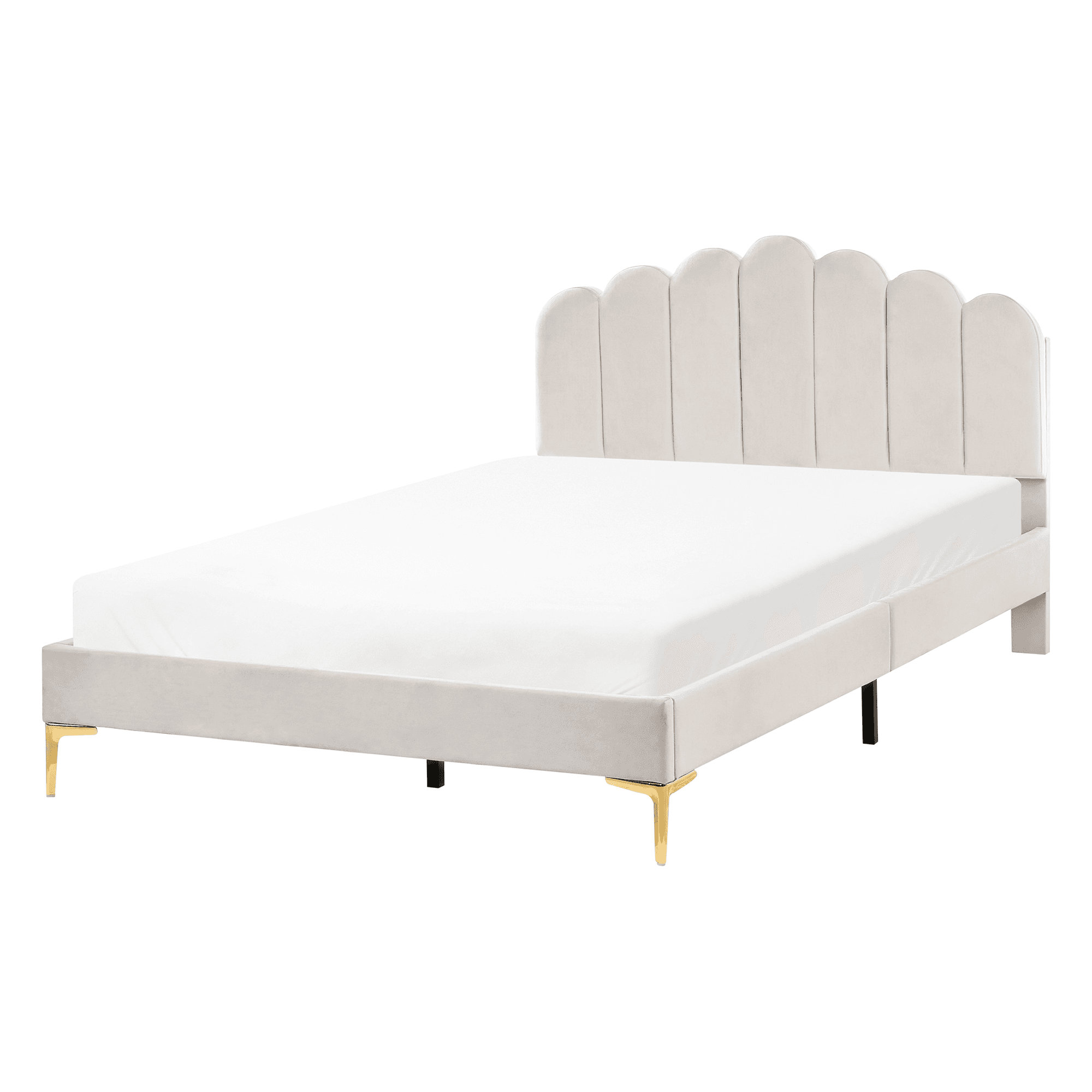 Sänky sametti SAUVIAN 140 x 200 cm Luonnonvalkoinen