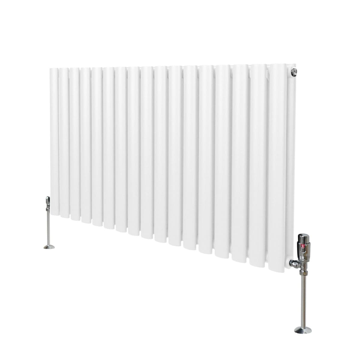 Soikea pylväspatteri ja venttiilit - 600 mm x 1020 mm – Valkoinen