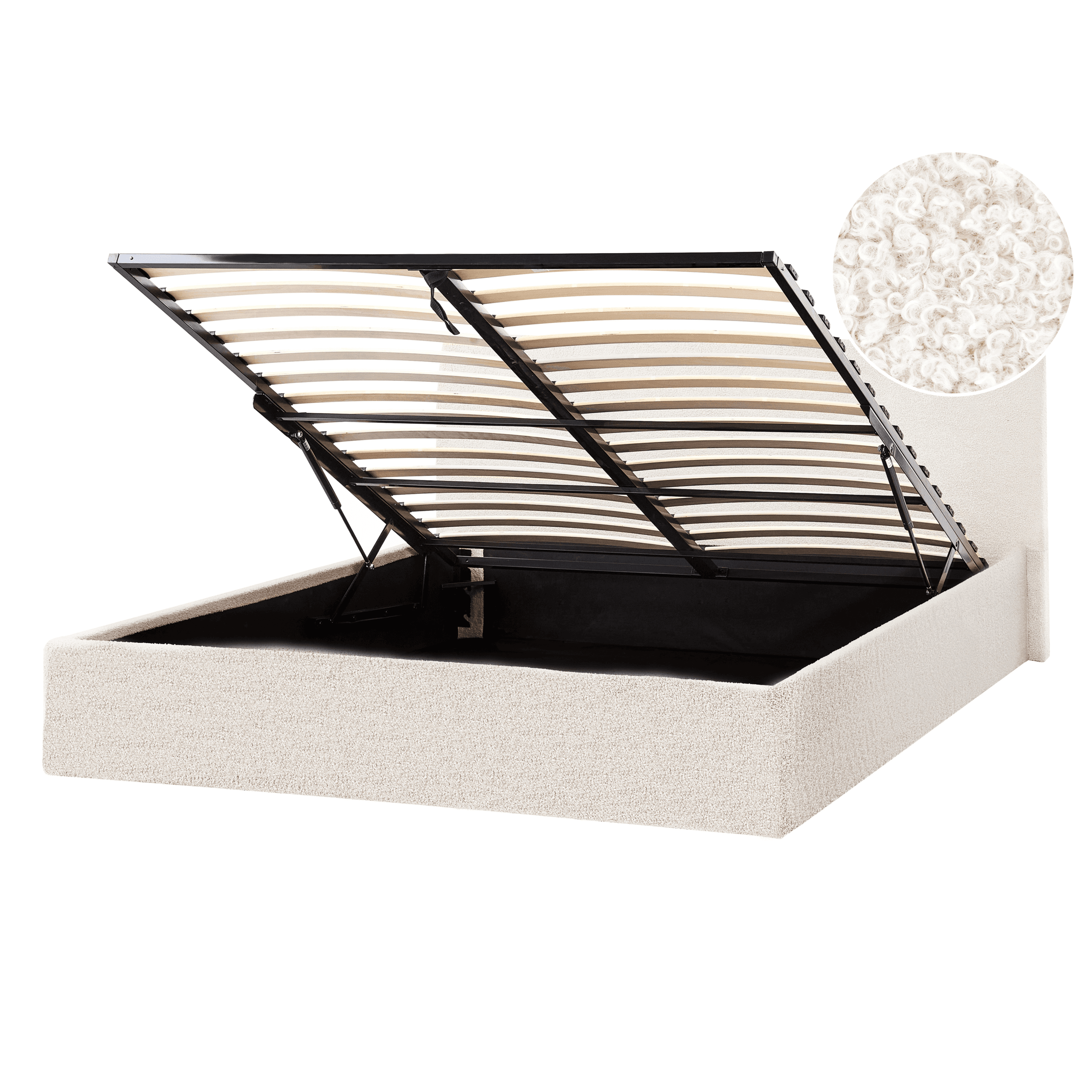 Sänky säilytystilalla buklee ORBEY 140 x 200 cm Luonnonvalkoinen