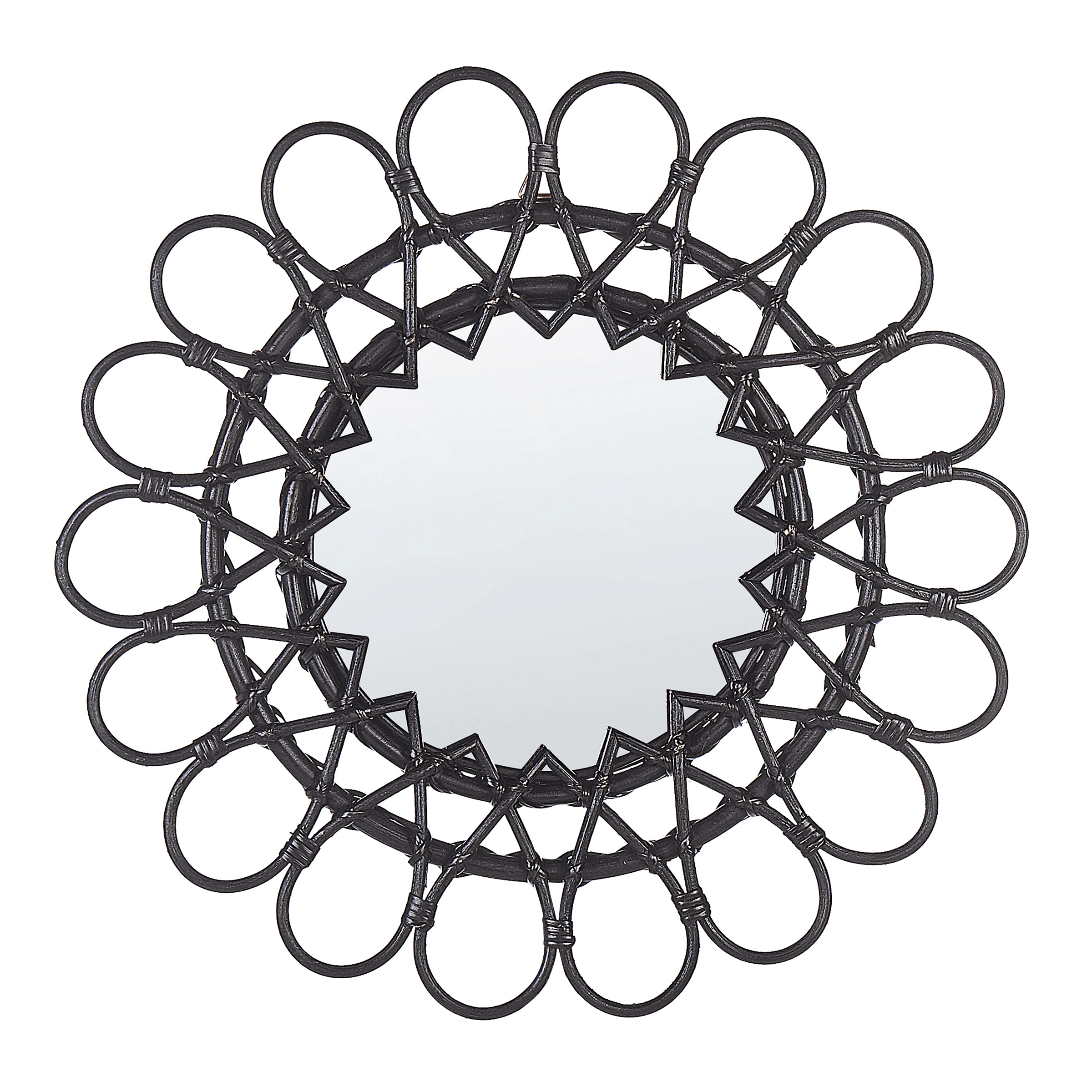 Seinäpeili BABAI 60 cm 60 cm rottinki Musta