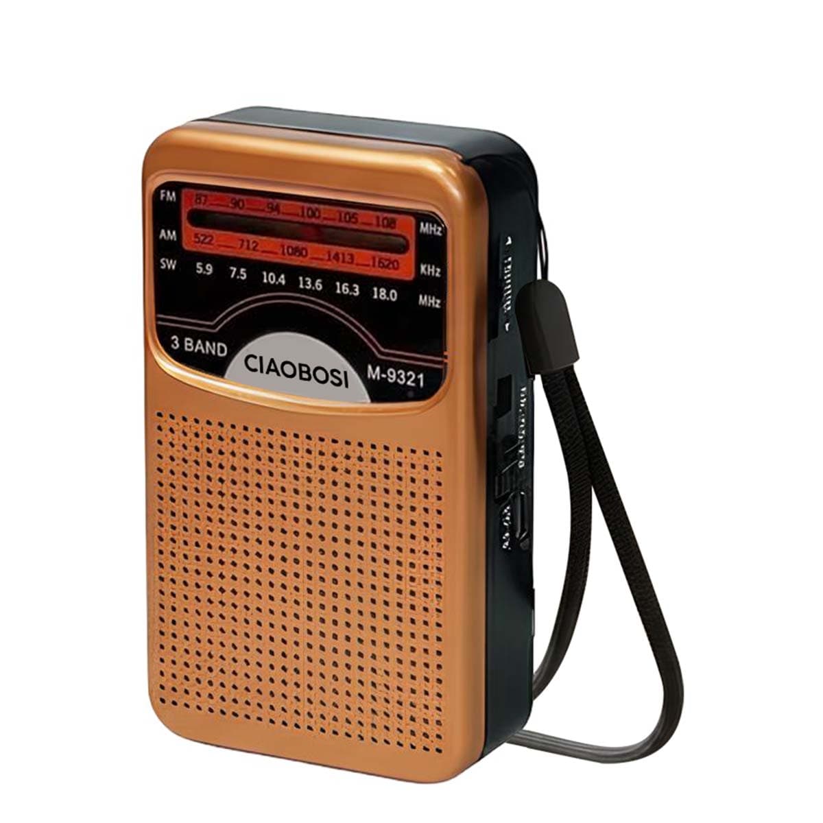 Tarkka ja kompakti kolmikaistainen FM/AM/SW-kannettava radio