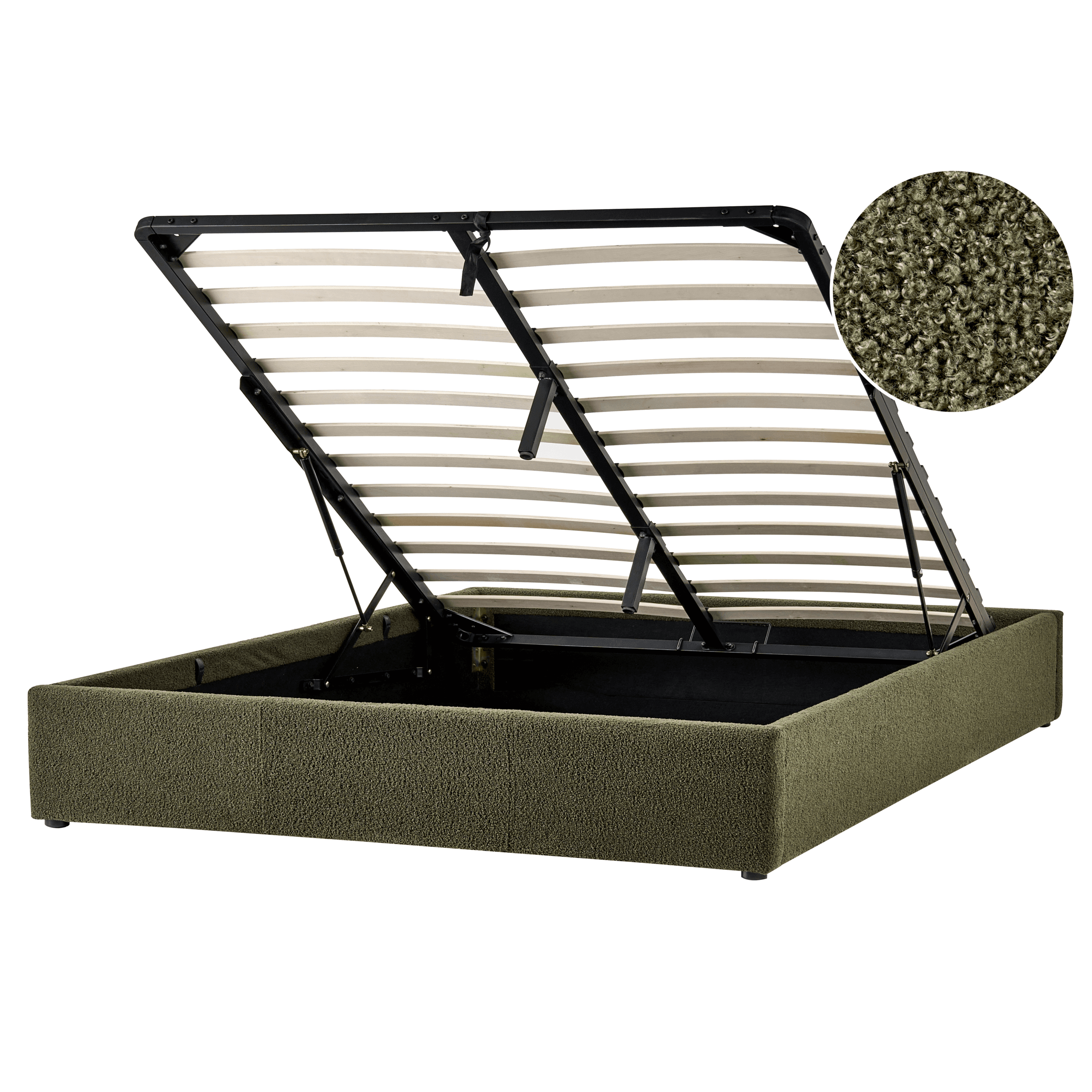 Sänky säilytystilalla buklee DINAN 160 x 200 cm Tummanvihreä