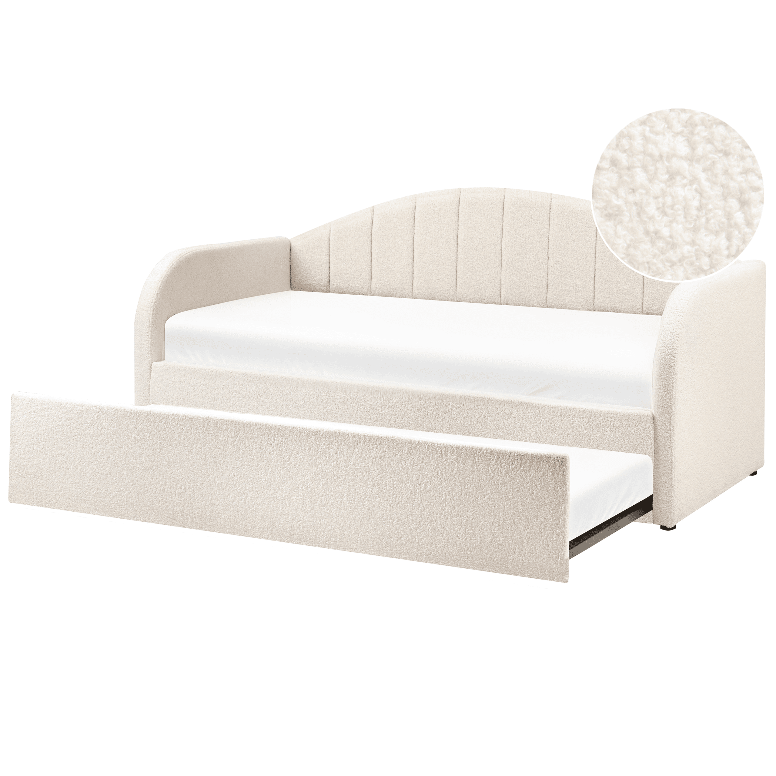 Sänky lisävuoteella buklee EYBURIE 90 x 200 cm Vaaleanbeige