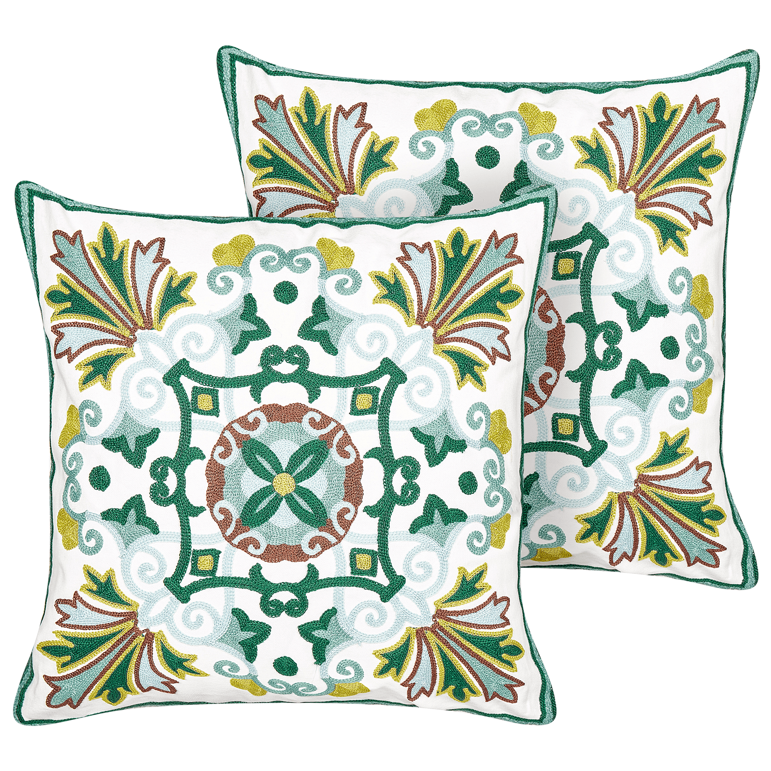 Koristetyynysetti 2 kpl ELANITE puuvilla 45 x 45 cm Vihreä Itämainen kuvio