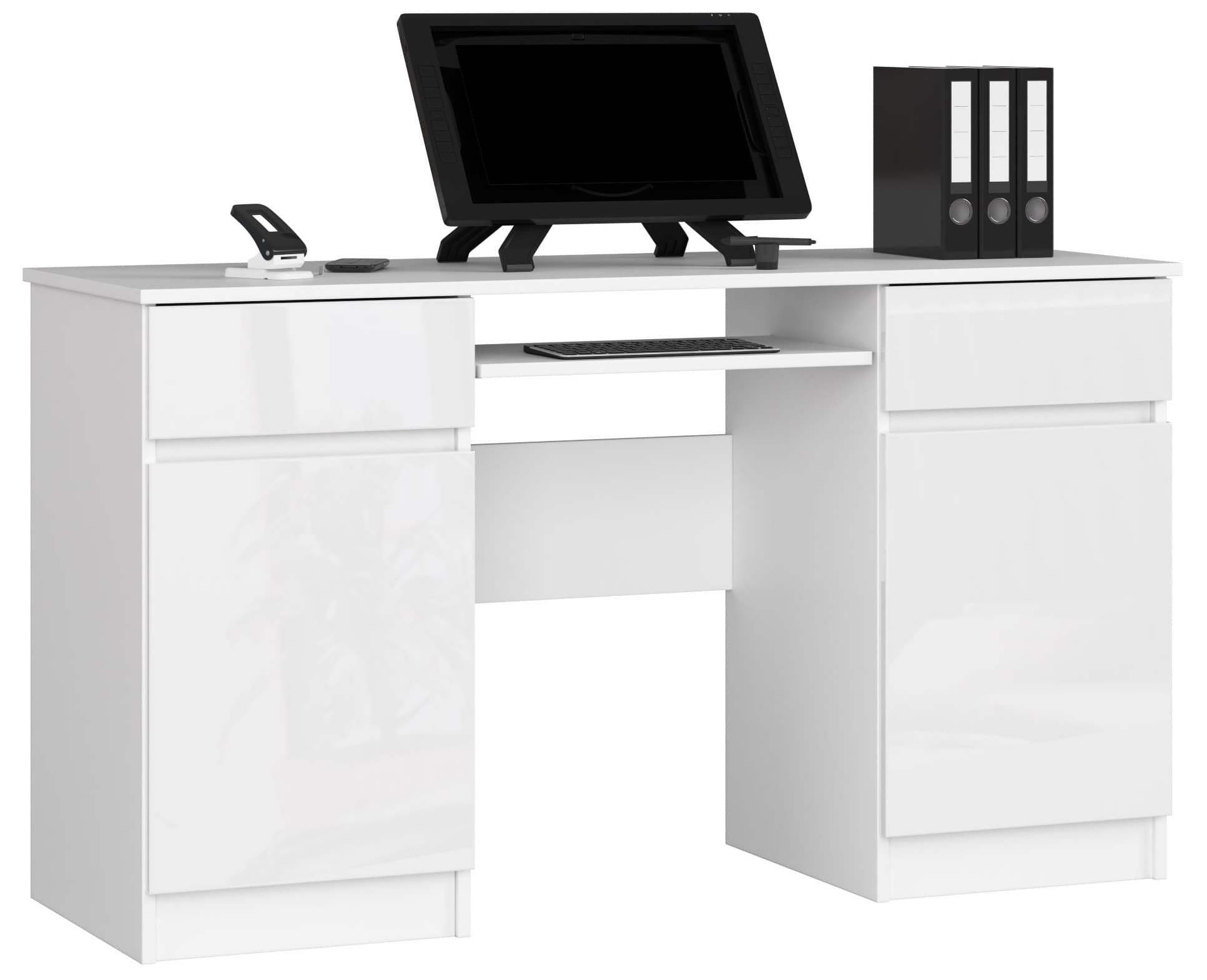 Akord Kirjoituspöytä 2 ovea 2 laatikkoa Valkoinen/Valkoinen Kiiltävä 135x50x77
