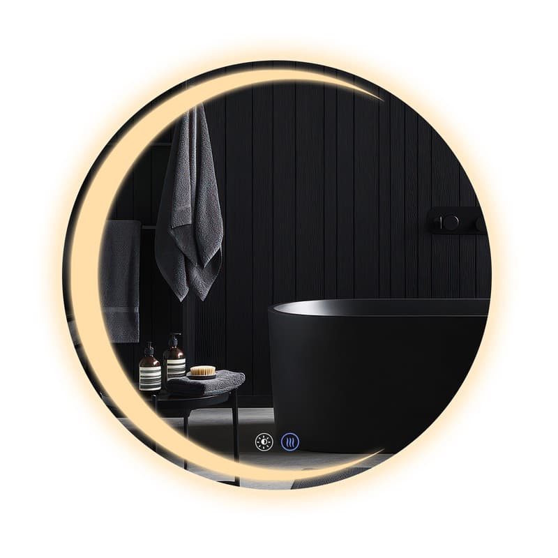 NETTLIFE Kylpyhuoneen peili valaistuksella, pyöreä LED - kylpyhuoneen peili IP44 80 cm pyöreä kylpyhuoneen peili kosketustoiminnolla