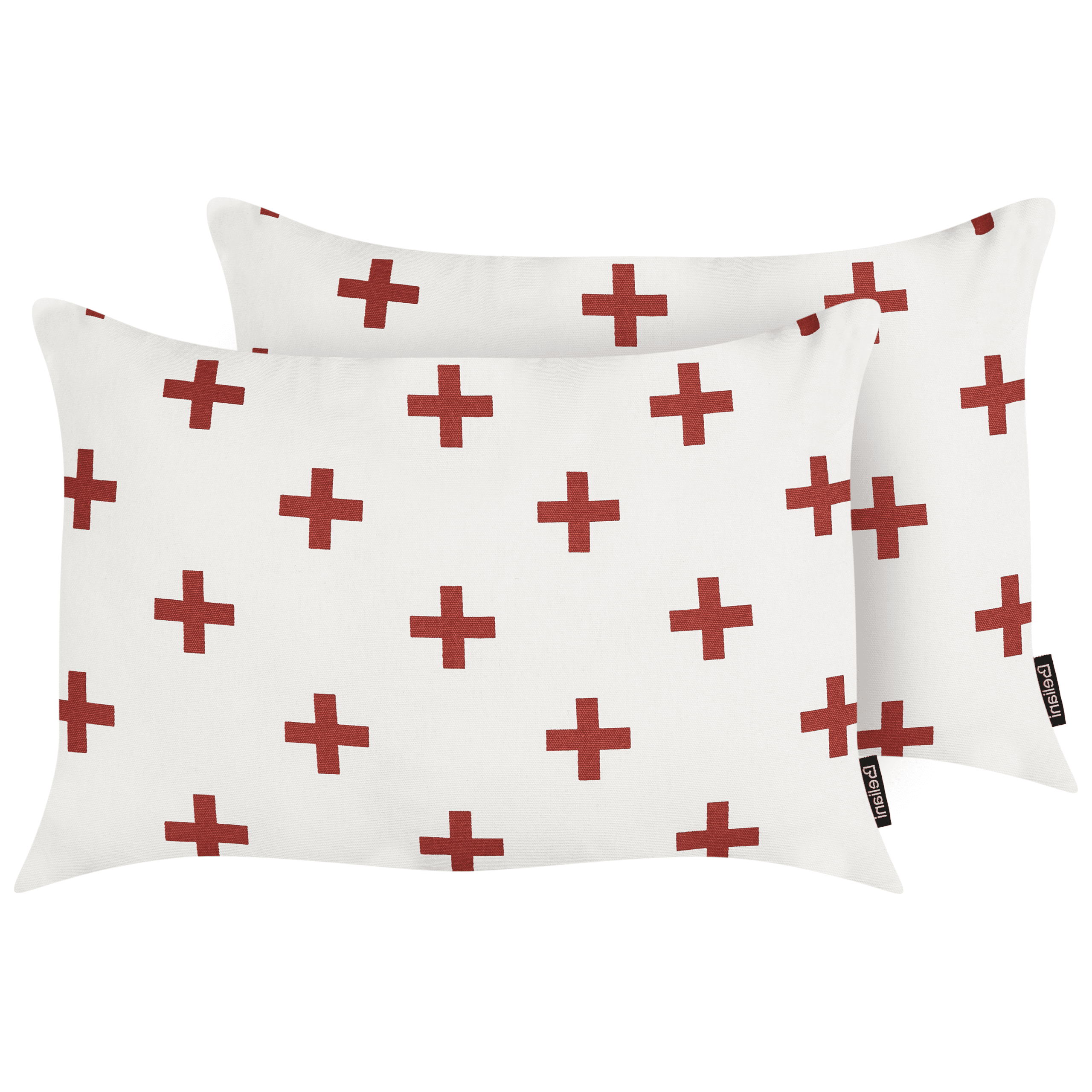 Koristetyynysetti 2 kpl VELLEIA puuvilla 50 x 35 cm Valkoinen Geometrinen kuvio