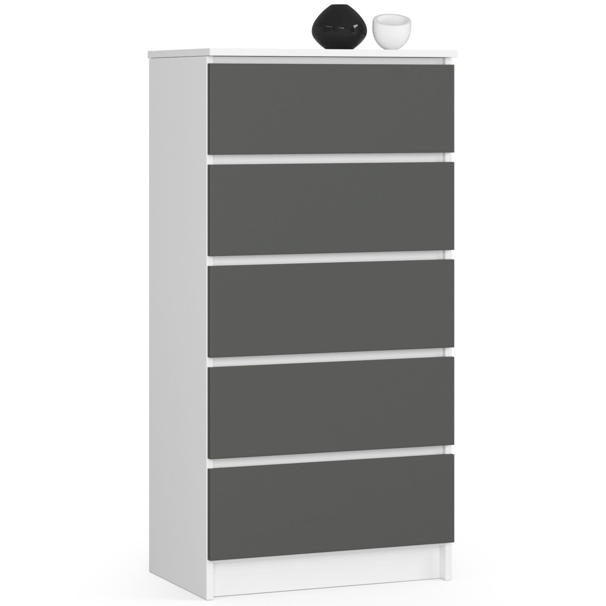 Akord Lipasto 5 Laatikoa Valkoinen/Harmaa Grafiitti 60x40x121