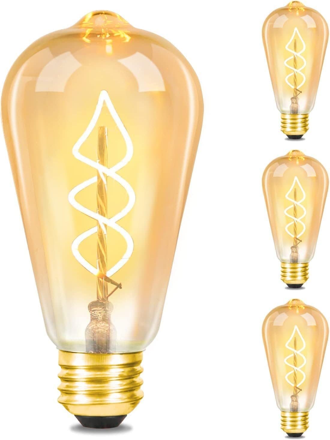 NETTLIFE 1 kpl Edison E27 LED vintage Koristeellinen retrolamppu 4W Spiraalihehkulanka LED ST64 2200K