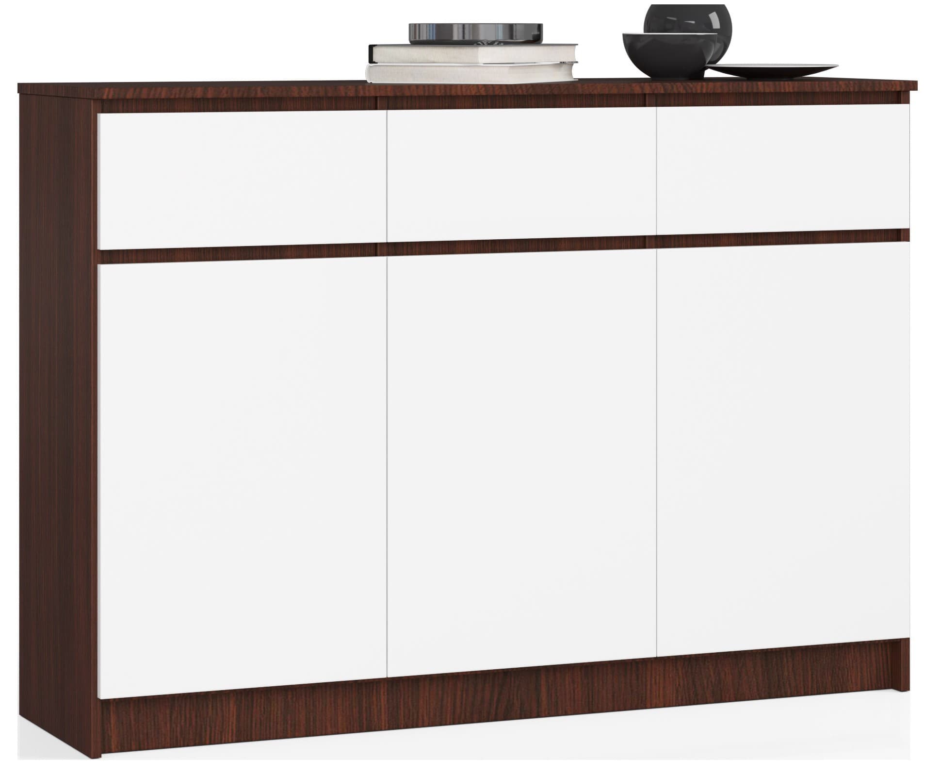 Akord Lipasto 3 Ovet 3 Laatikkoa Wenge/Valkoinen 138x40x99