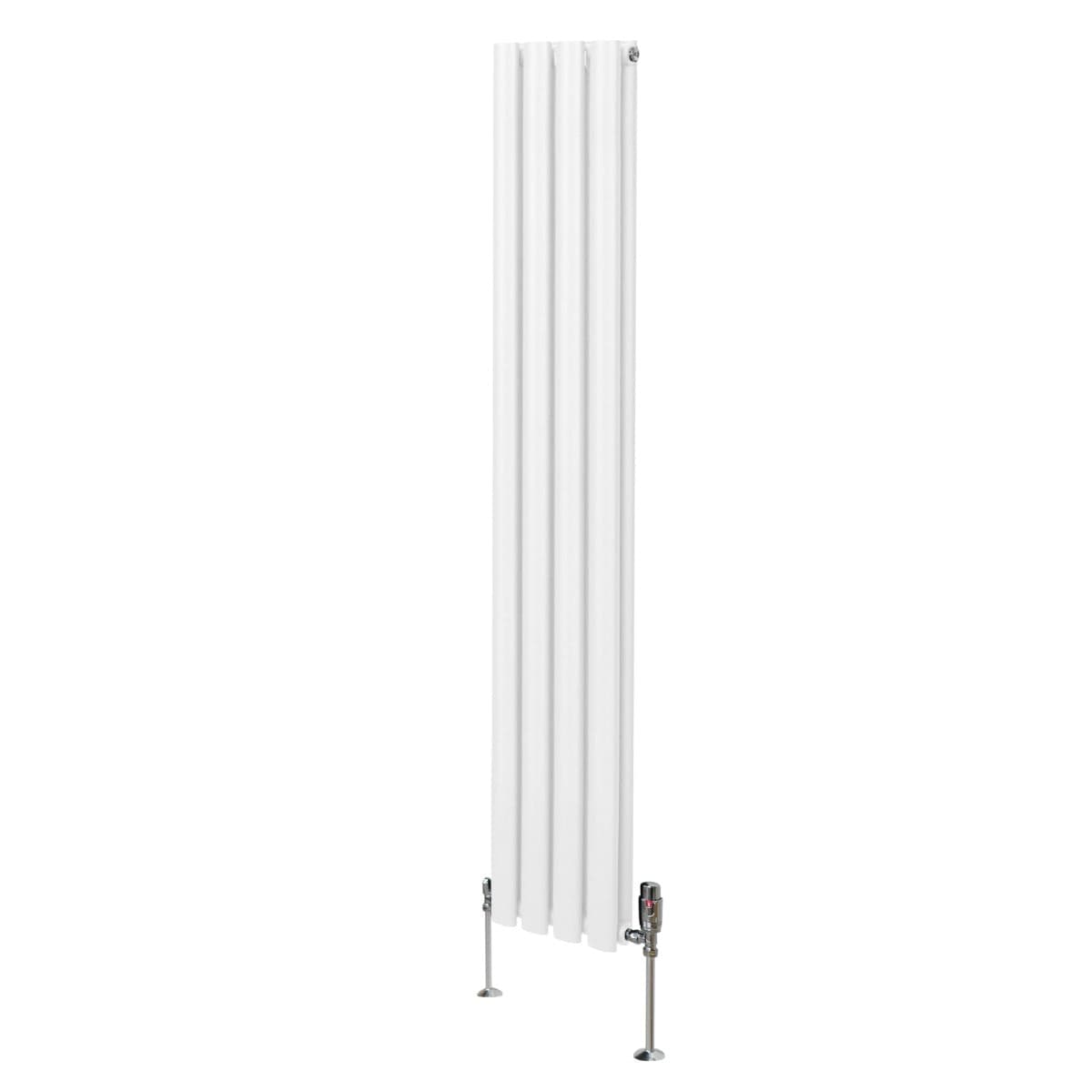 Soikea pylväspatteri ja venttiilit - 1600 mm x 240 mm – Valkoinen