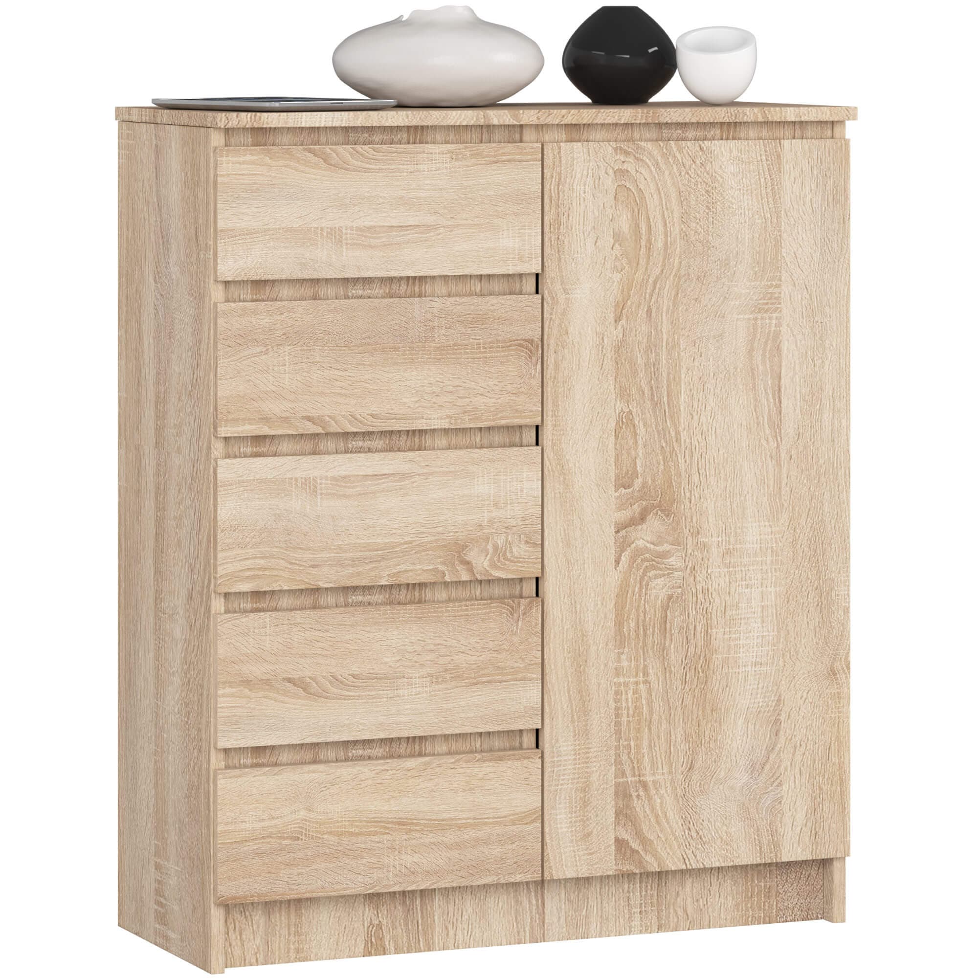 Akord Lipasto 1 ovi 5 laatikkoa Tammi Sonoma 80x35x97