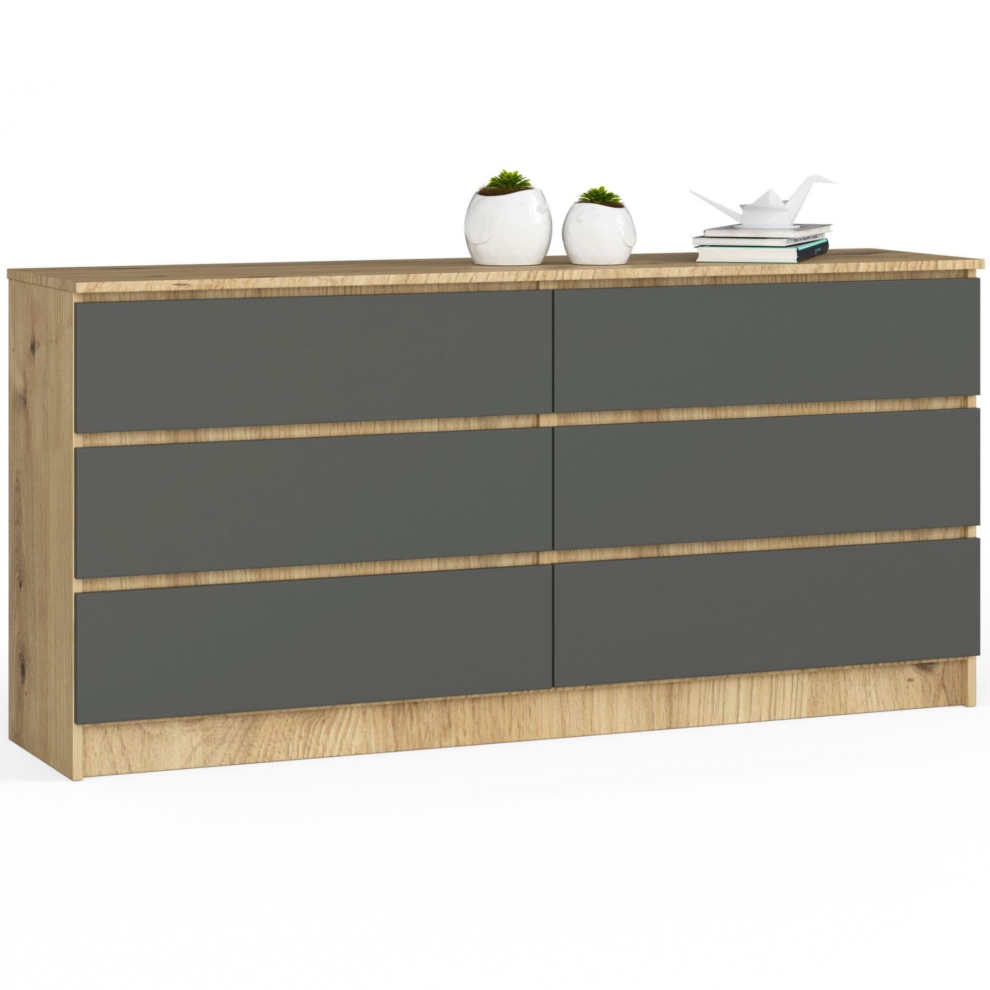Akord Senkki 6 Laatikkoa Artisan-tammi/Harmaa Grafiitti 160x40x77