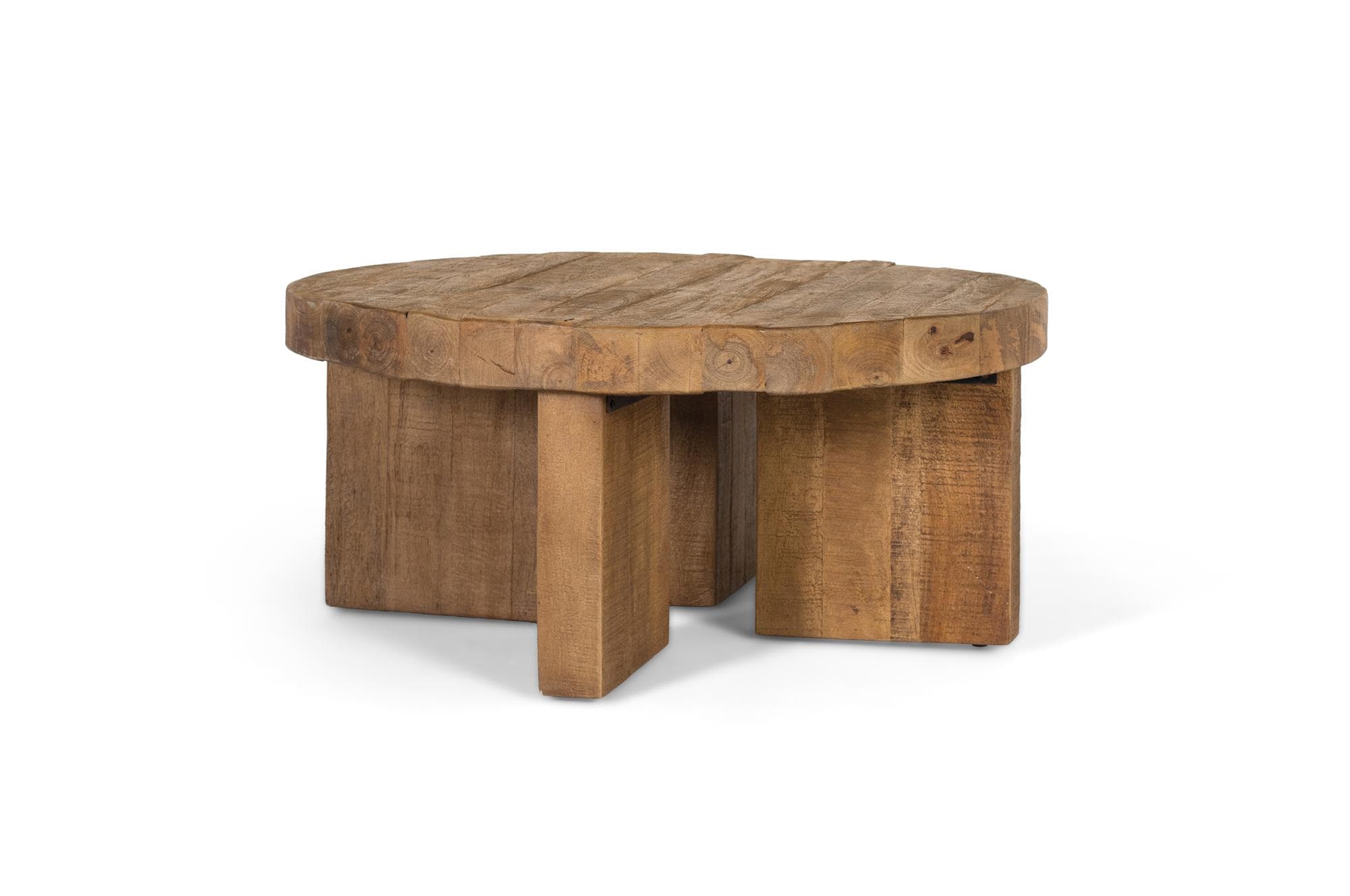 Pyöreä sohvapöytä luonnonvärisestä mangopuusta