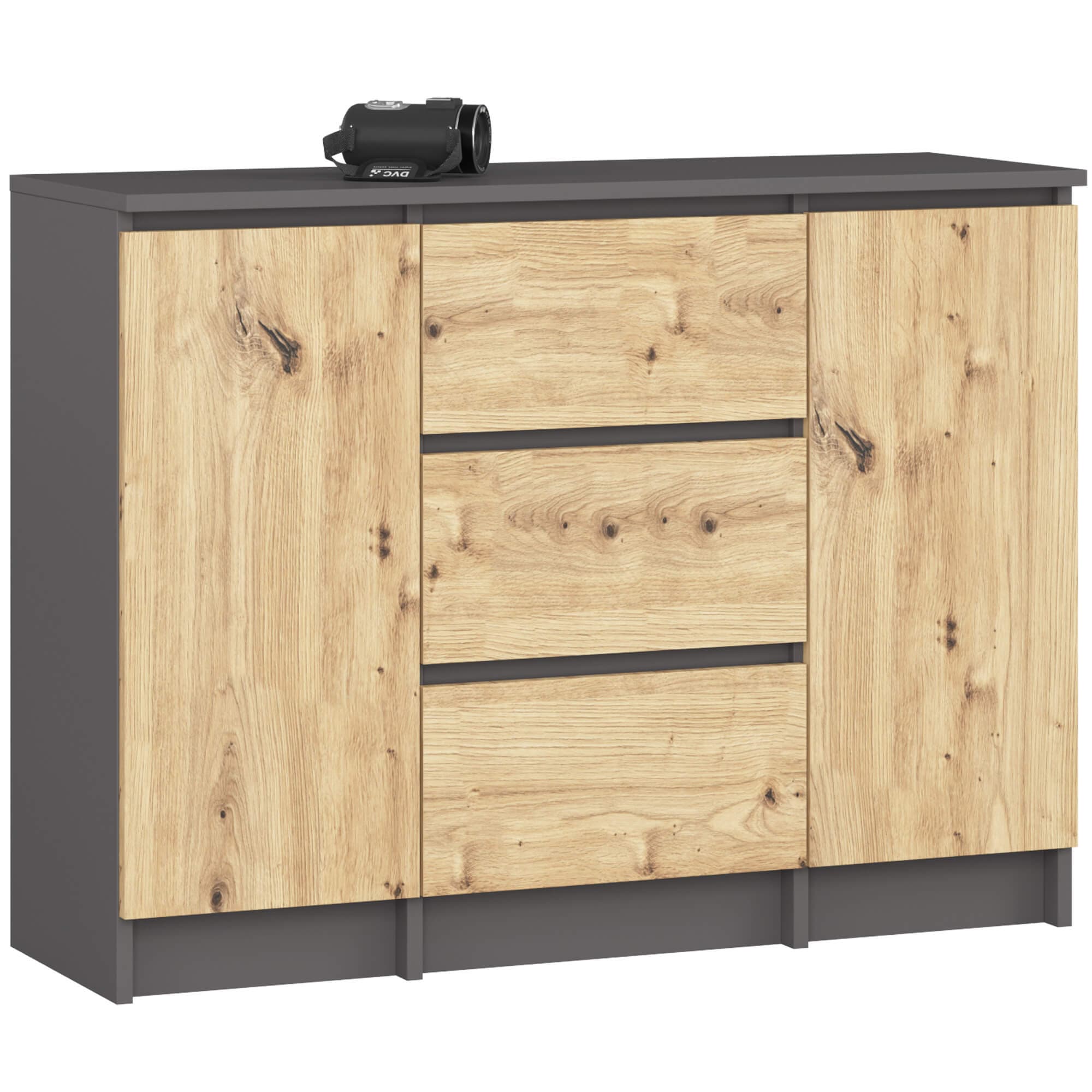 Akord Lipasto 2 Ovea 3 Laatikoa Harmaa Grafiitti/Artisan-tammi 101x35x76