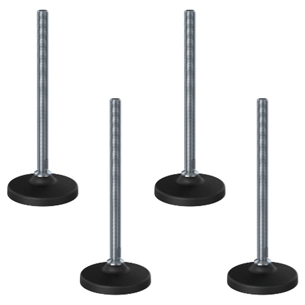 Ruostumaton tasausjalka M16x230, 100 mm:n muovialustalla, kantavuus 5000 kg – 4 kpl:n sarja