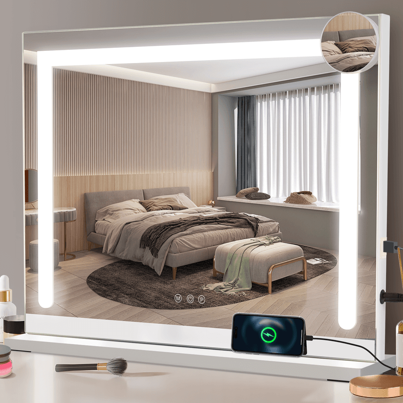 ZMH Meikkipeili valaistuksella 80x60x13cm Himmennettävä LED-peili 3 valaistustilalla